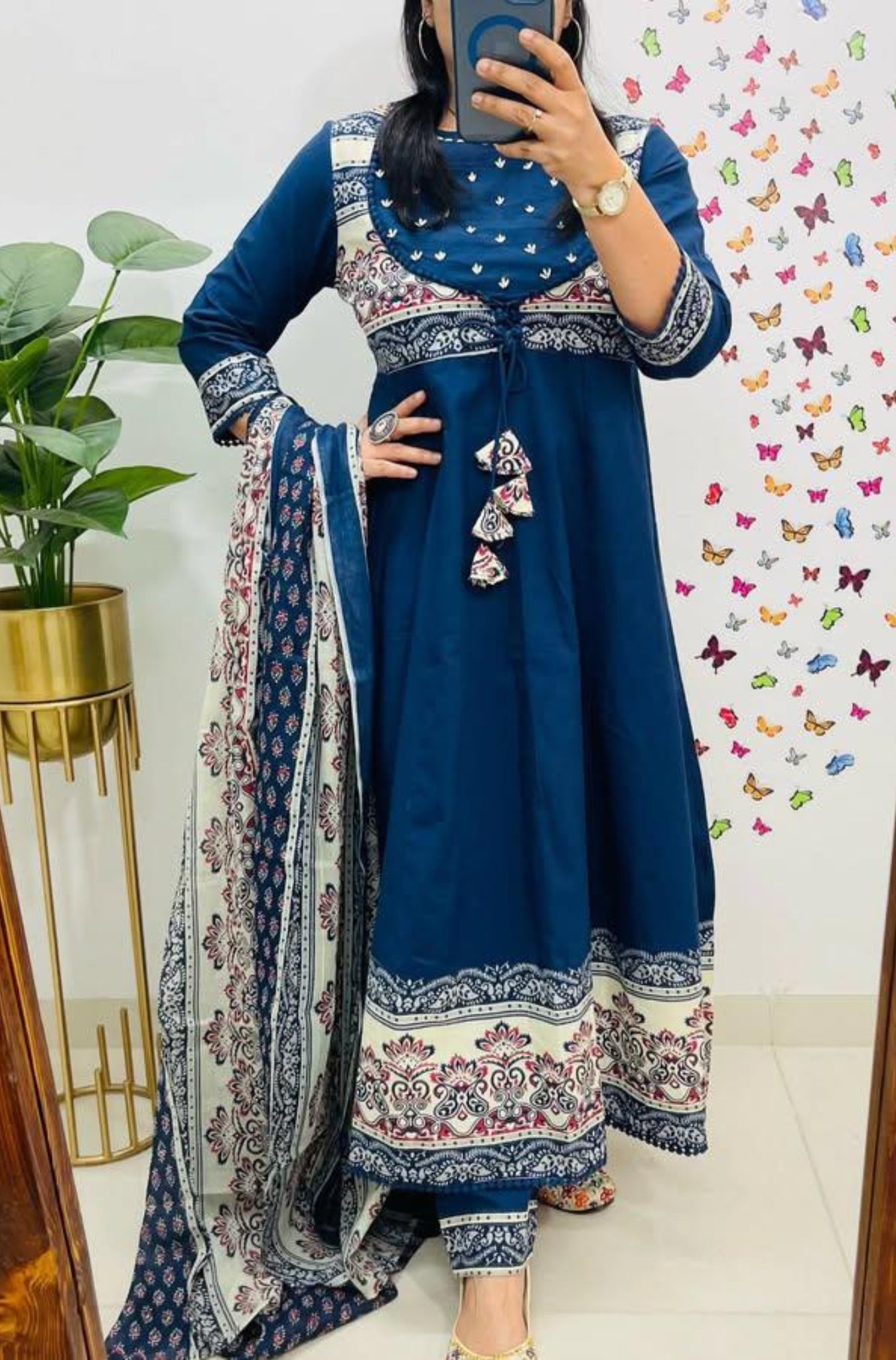 Elegant Cotton Flared Women Suit Set