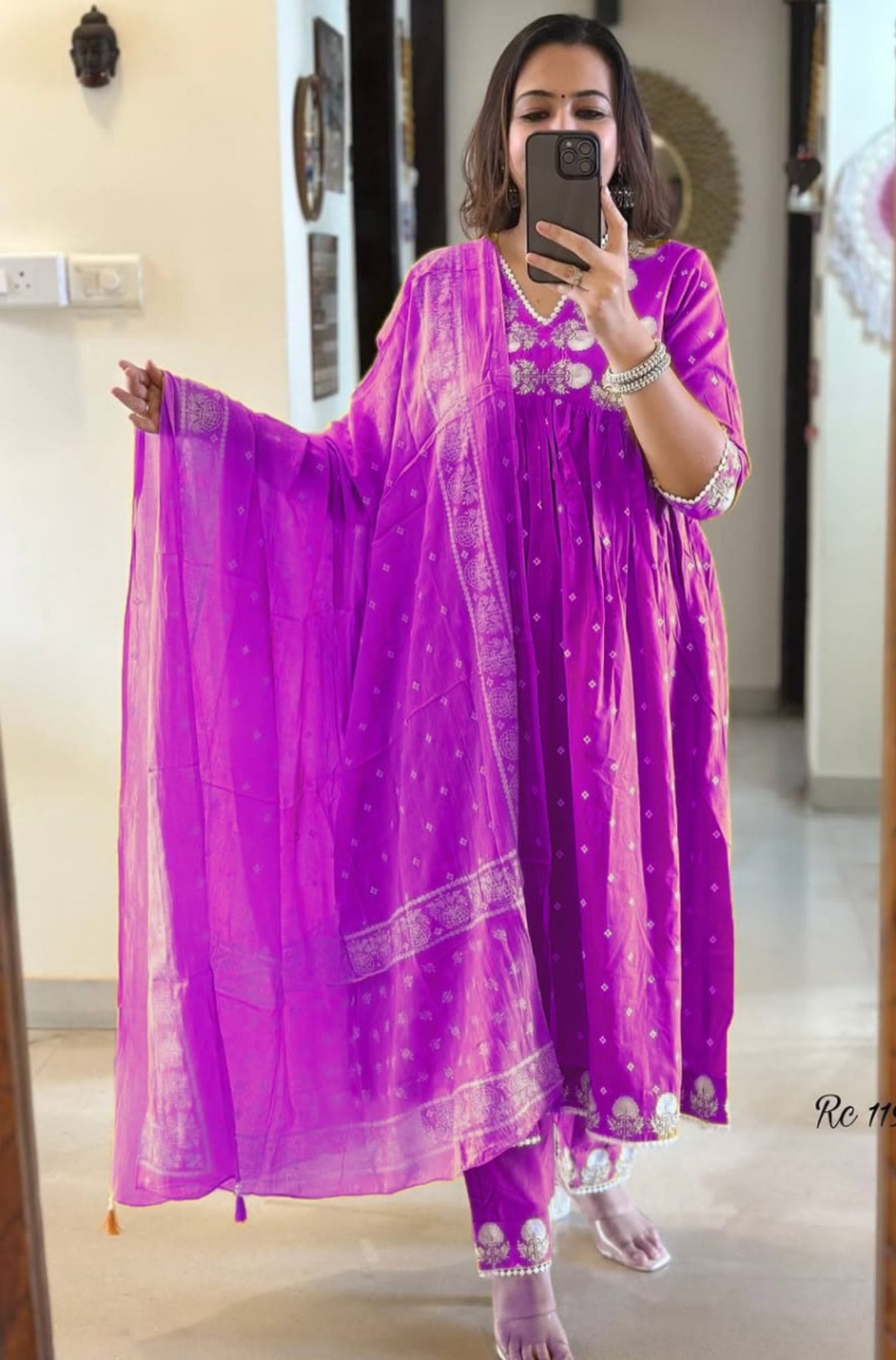 Beautiful Cotton Embroidered Anarkali Suit Set