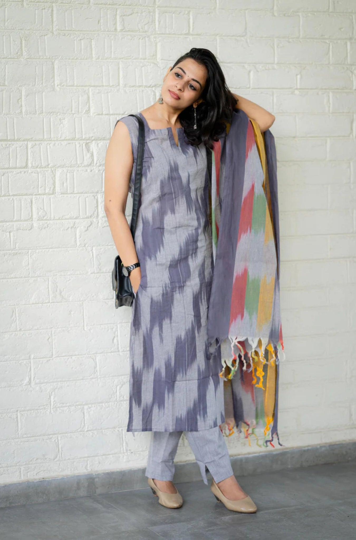 Traditional Ikat Handloom South Cotton Suit Set