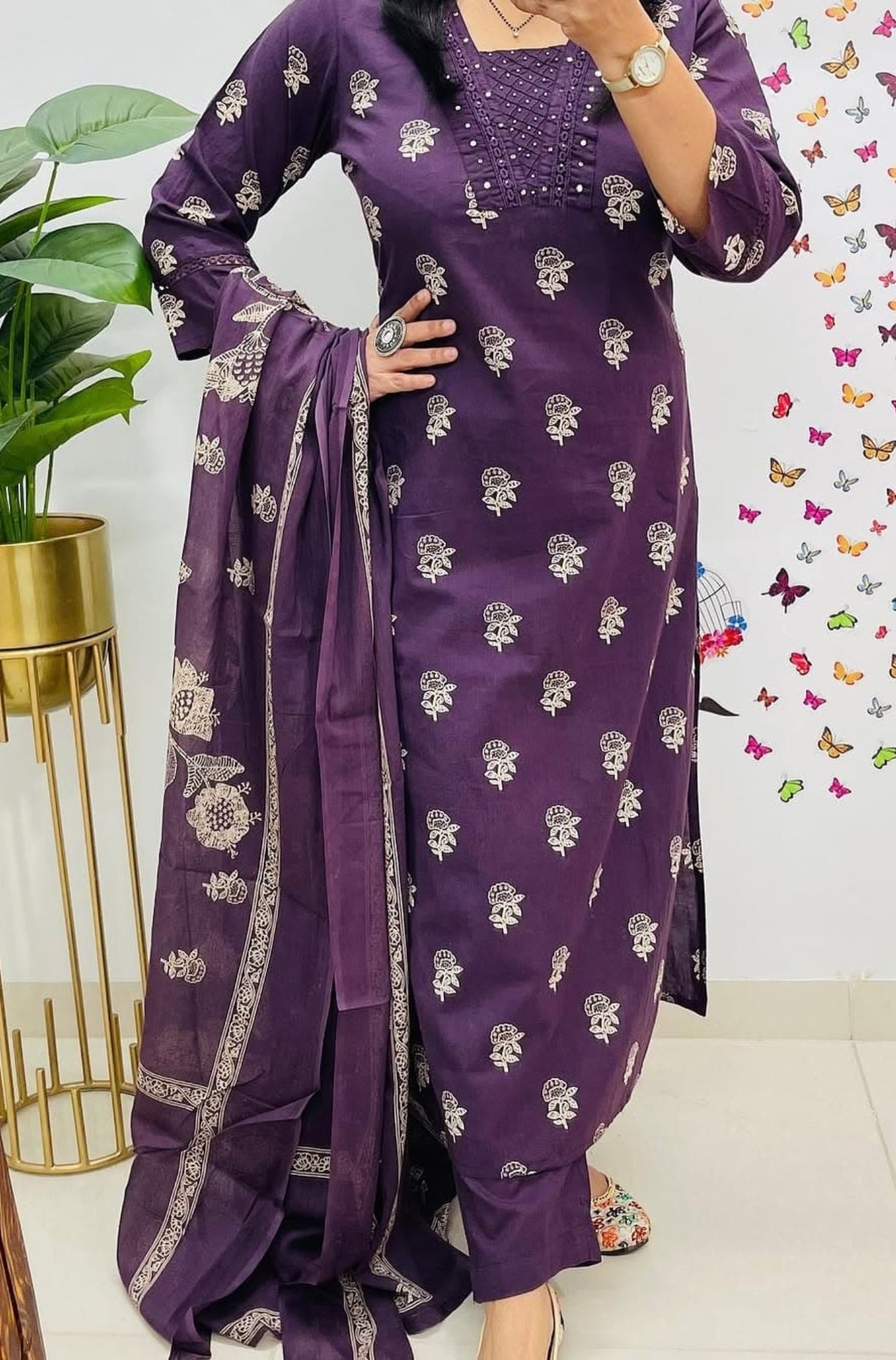 Cotton Printed Elegance Kurti Pant With Dupatta Set