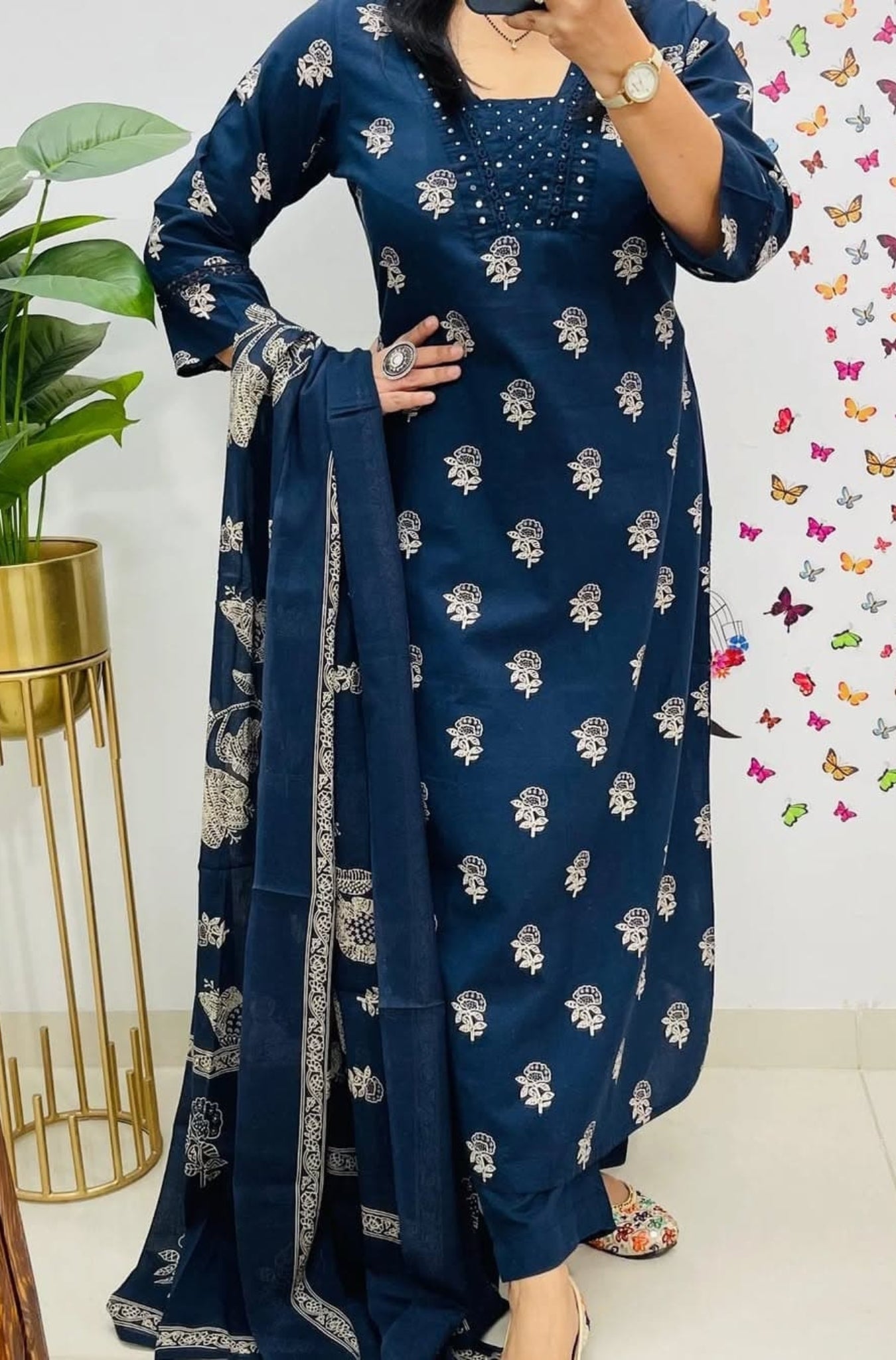 Cotton Printed Elegance Kurti Pant With Dupatta Set