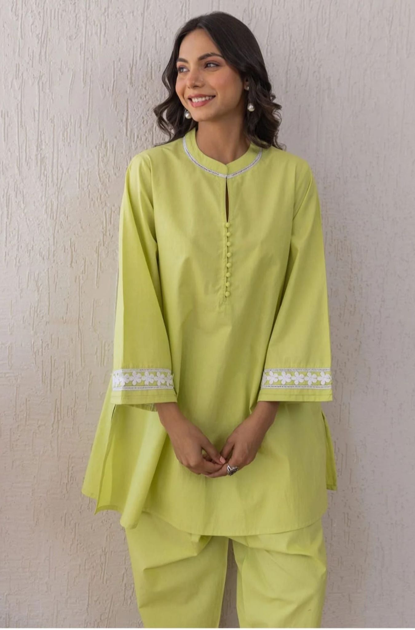 Lime Cotton 2-Piece Light Fabric with Relaxed Everyday Fit