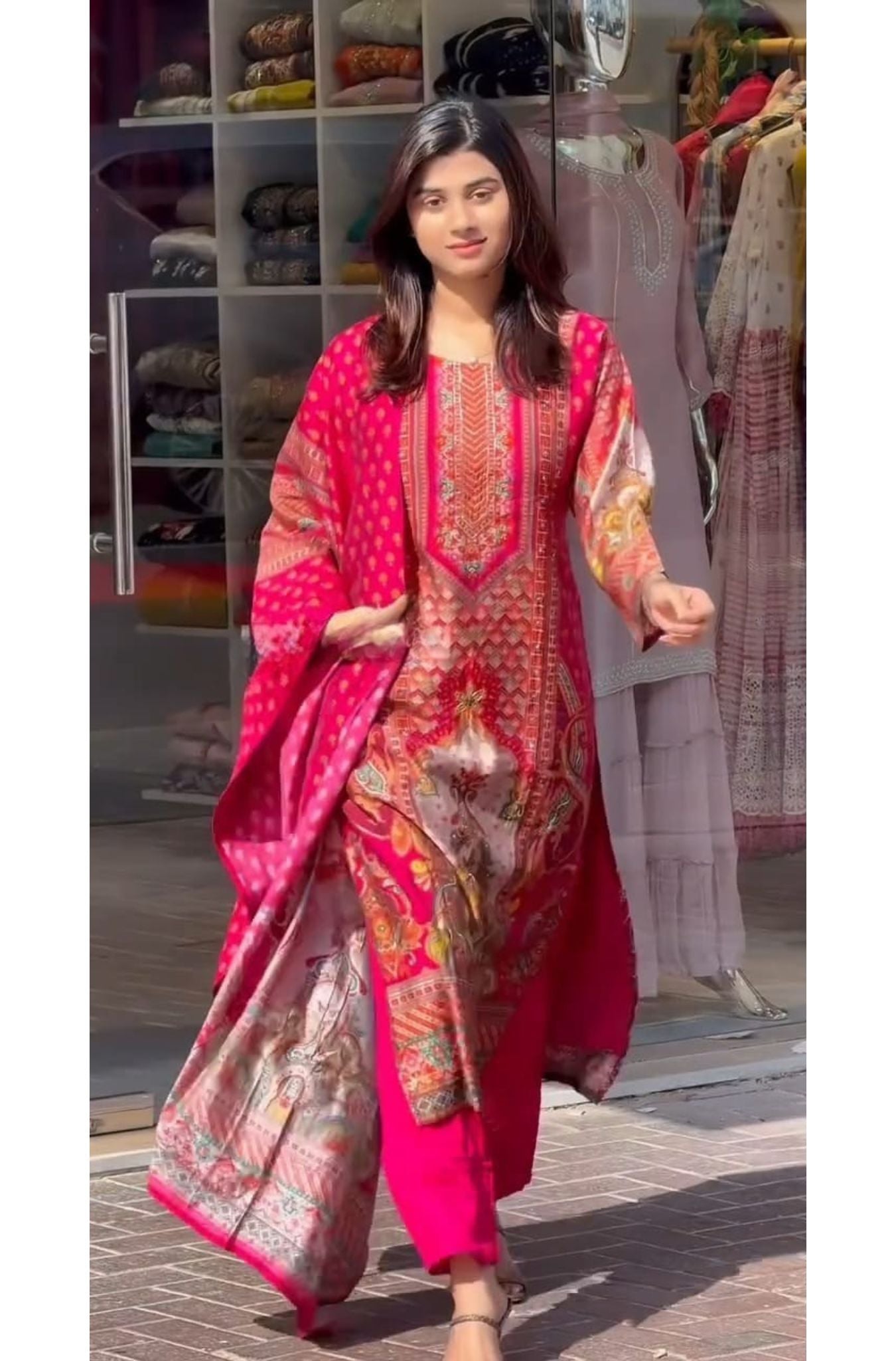 Lilac Muslin Pakistani Suit Kurta Pent Dupatta