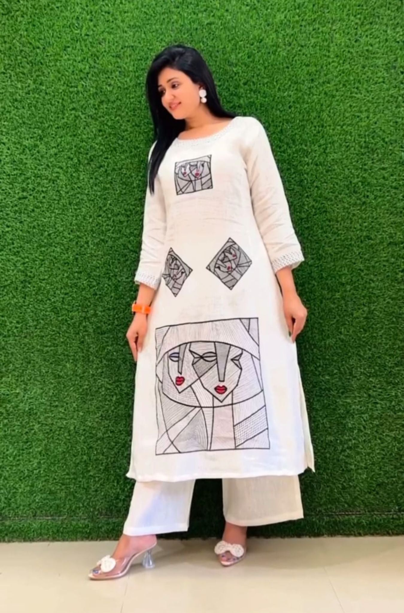 white Casual Were kurta set for Woman
