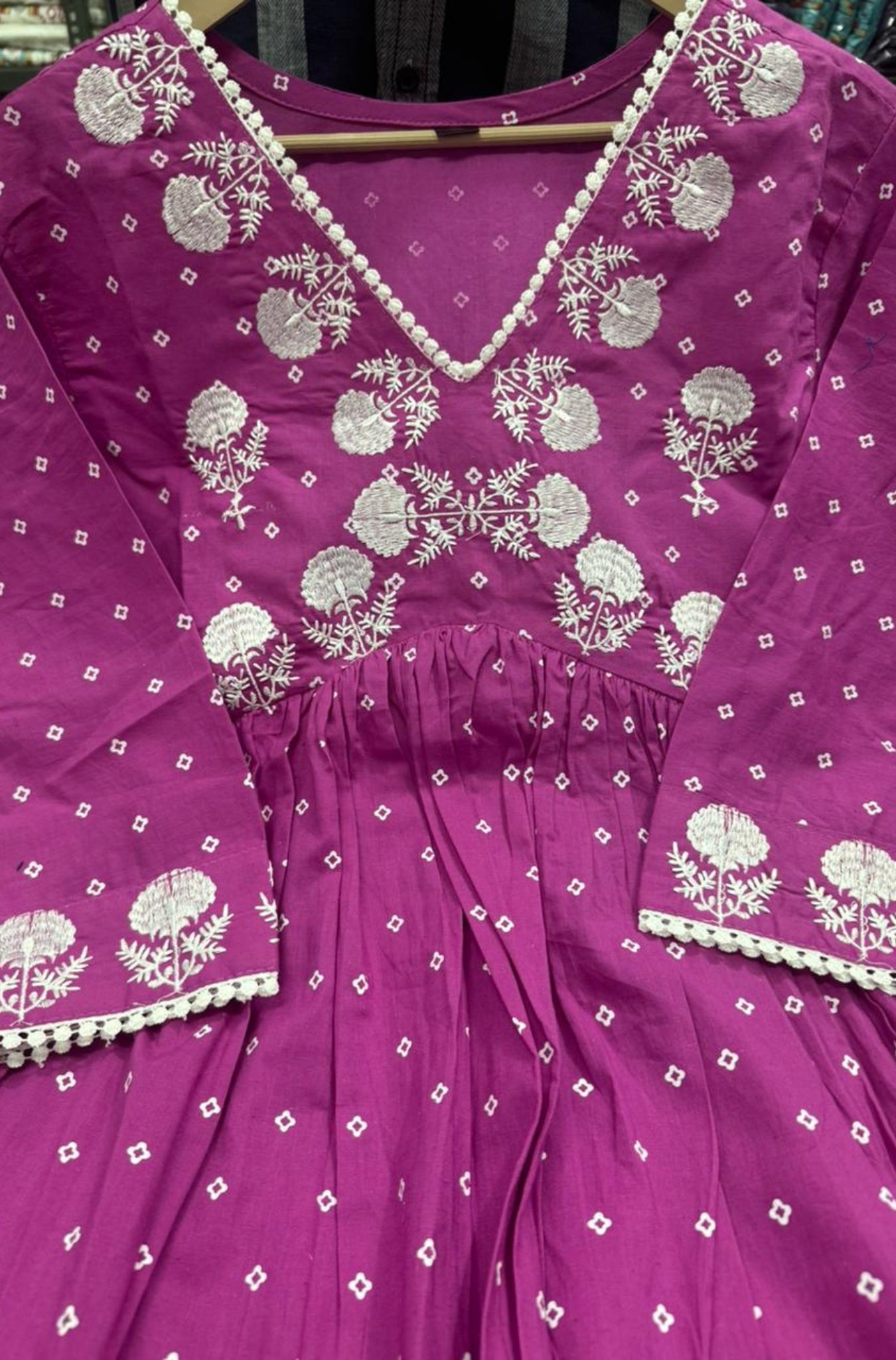 Beautiful Cotton Embroidered Anarkali Suit Set