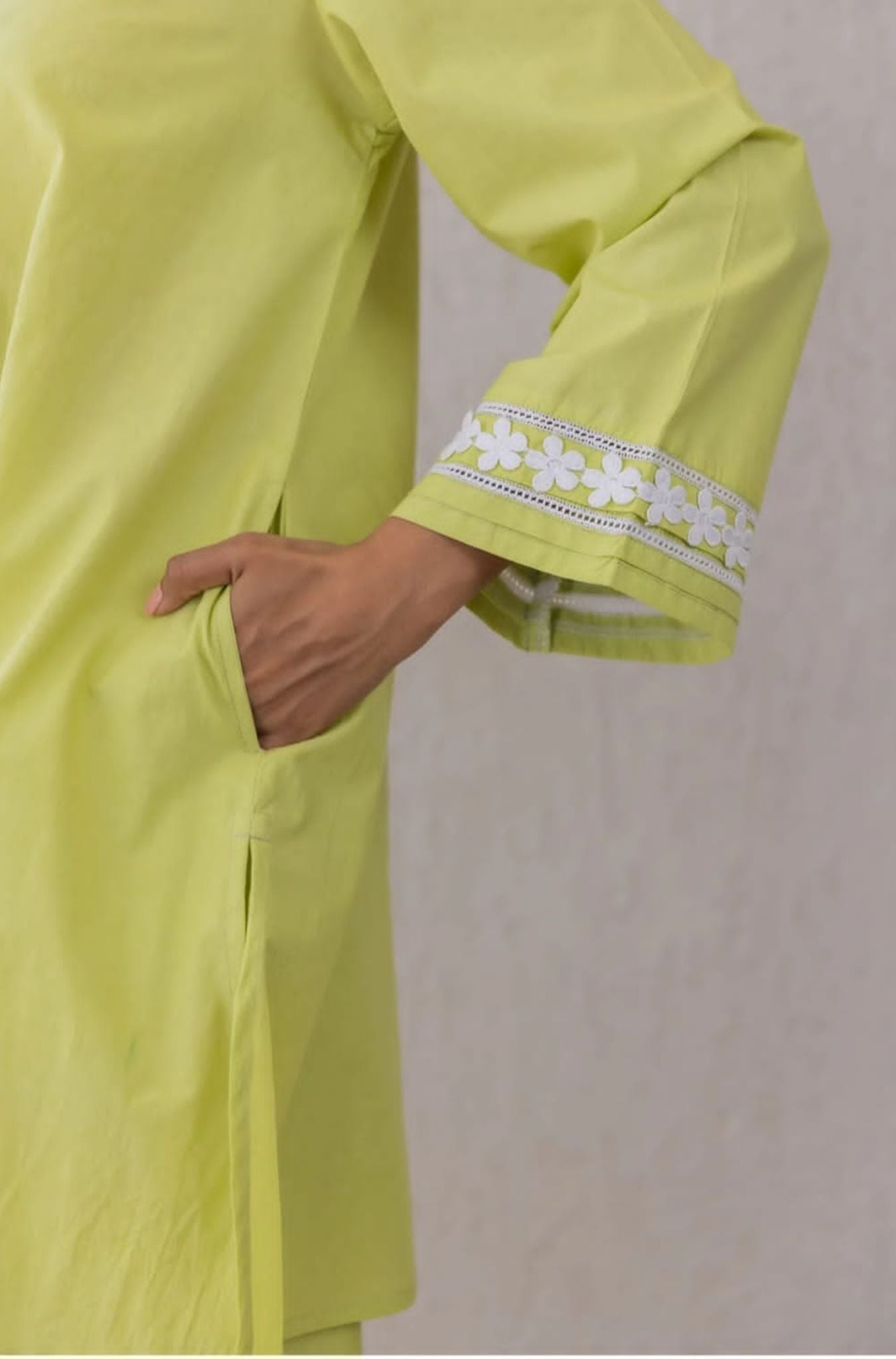 Lime Cotton 2-Piece Light Fabric with Relaxed Everyday Fit