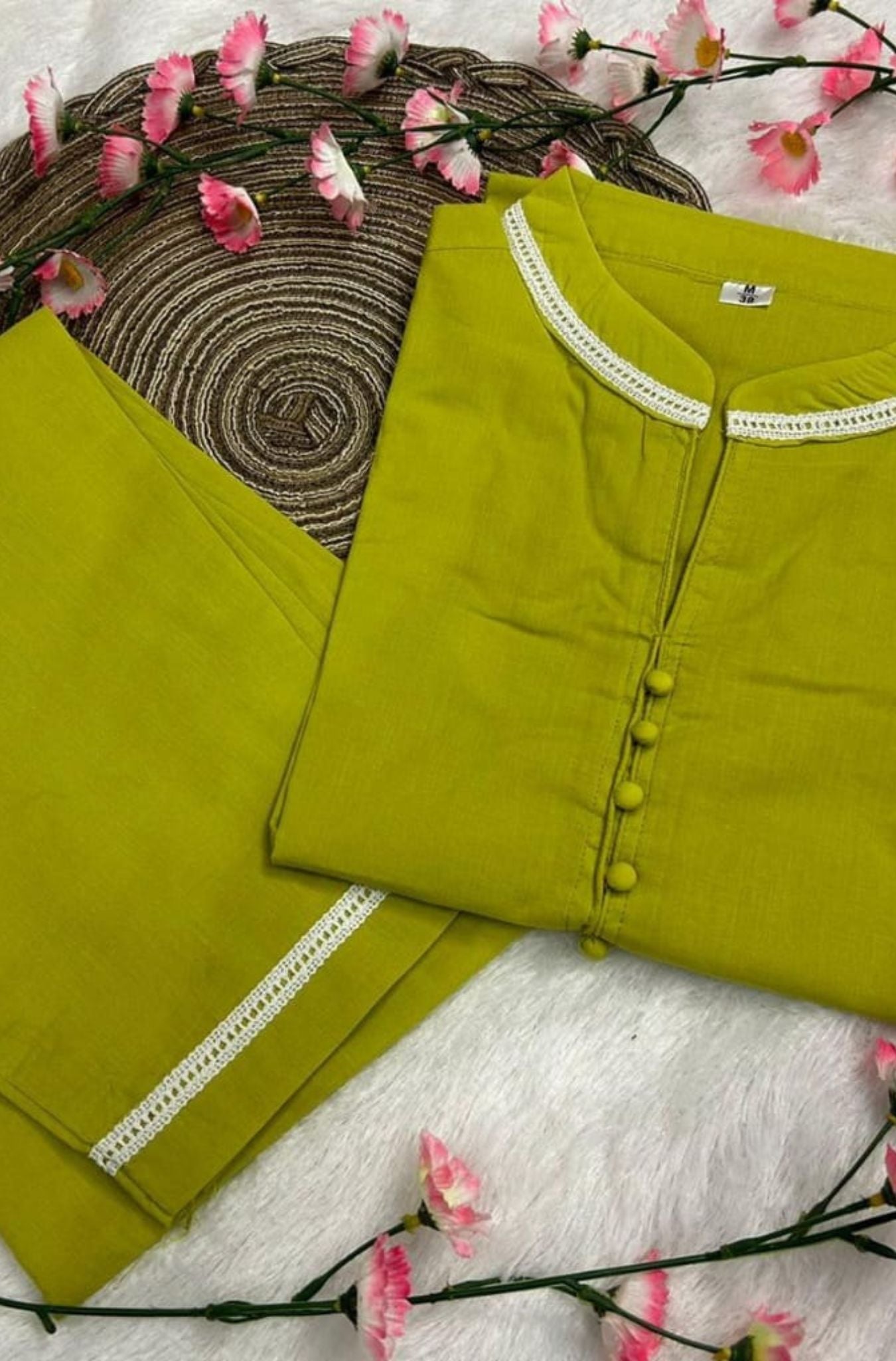 Lime Cotton 2-Piece Light Fabric with Relaxed Everyday Fit