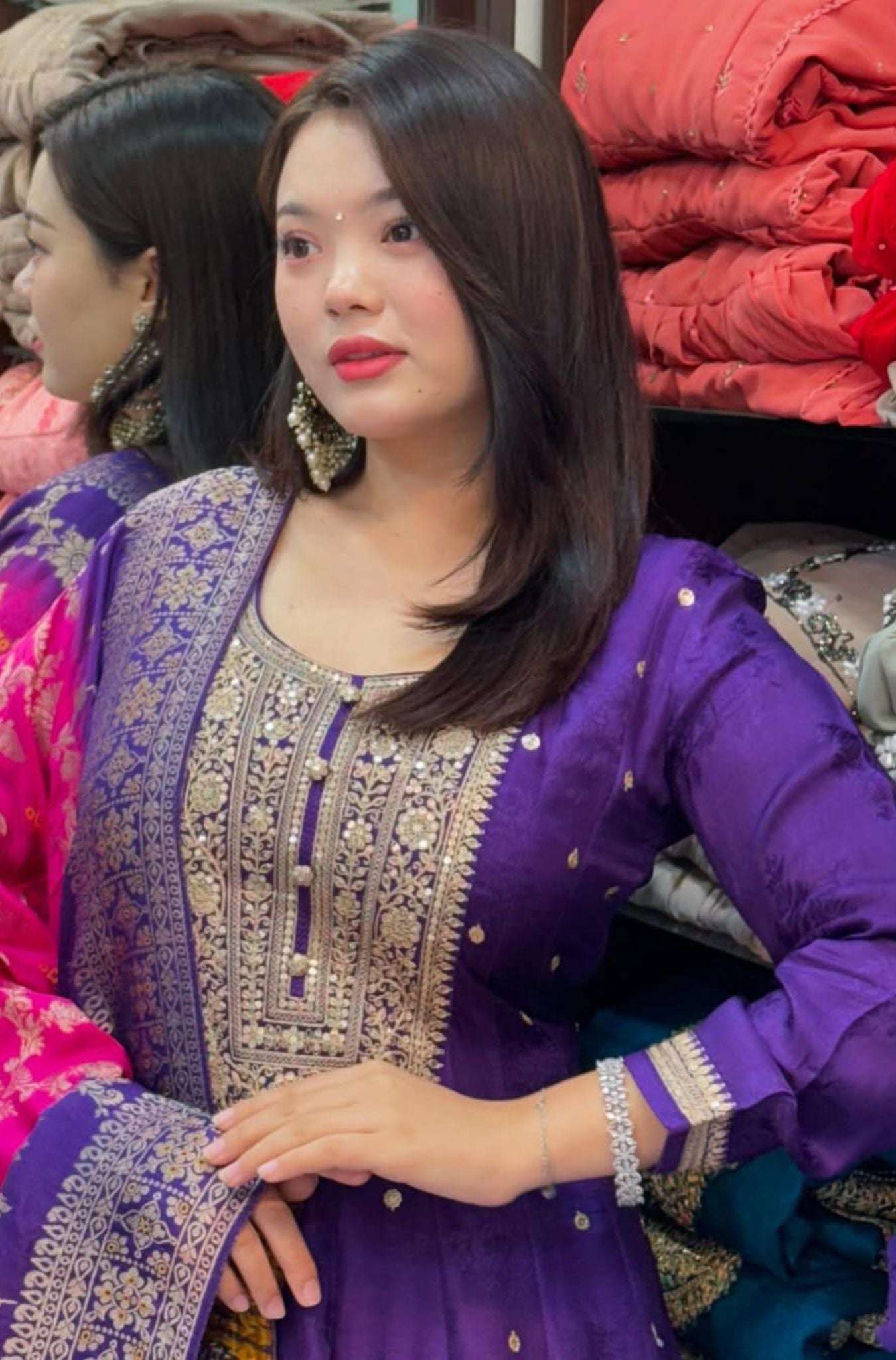 Beautiful Anarkali Flared Kurti Pant Dupatta Set