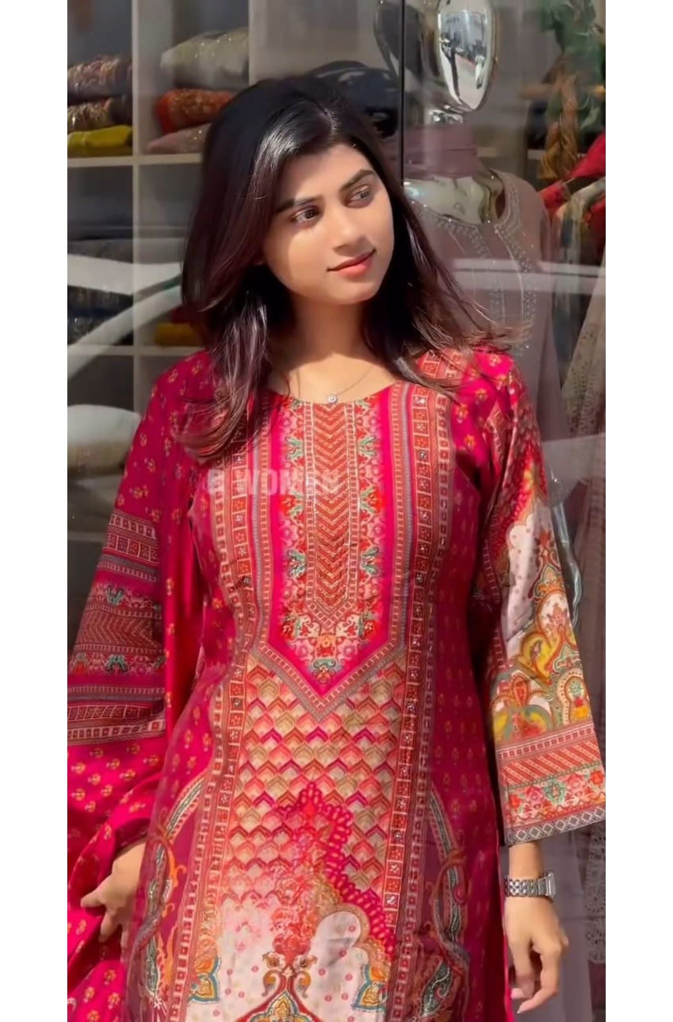 Lilac Muslin Pakistani Suit Kurta Pent Dupatta