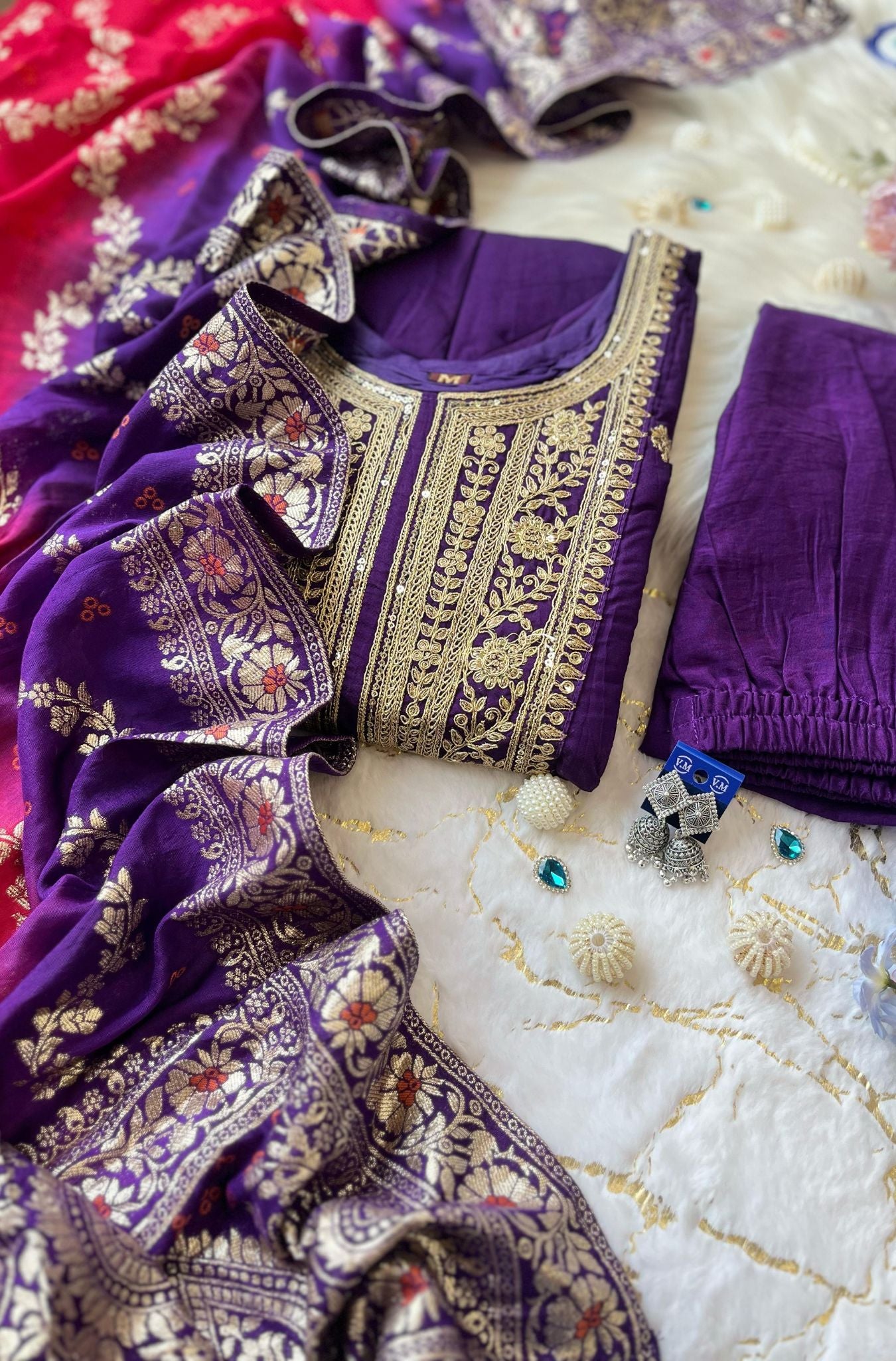 Beautiful Anarkali Flared Kurti Pant Dupatta Set