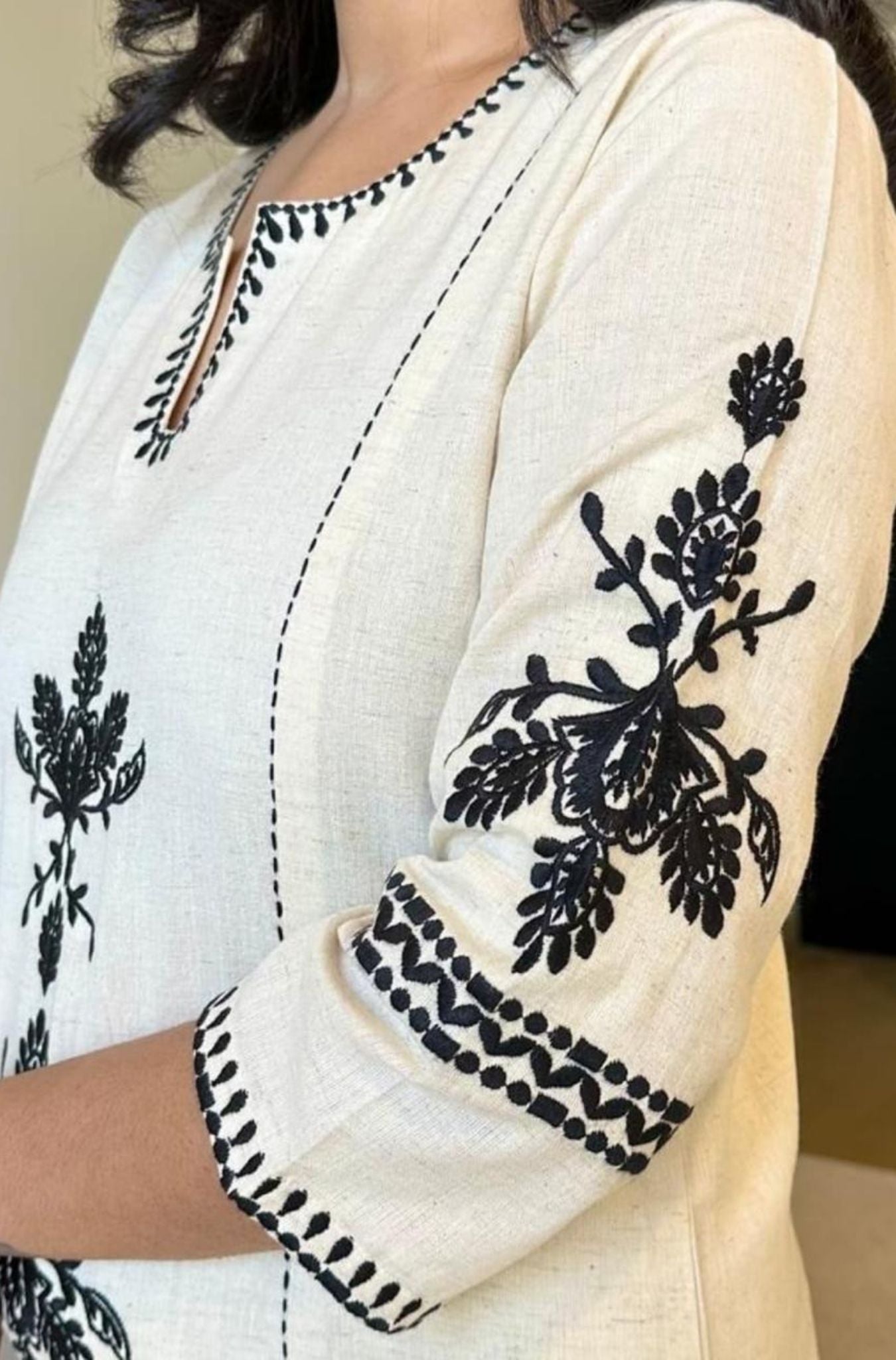 White Color Embroidery Work Kurta Pant