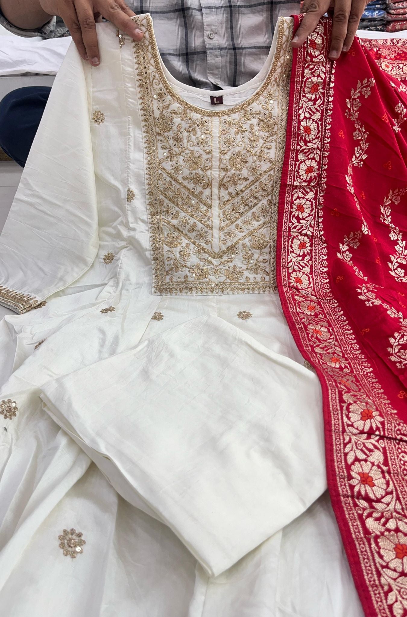 Beautiful Anarkali Flared Kurti Pant Dupatta Set