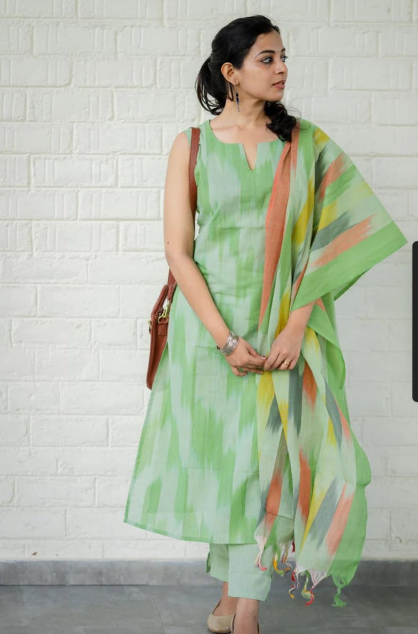 Traditional Ikat Handloom South Cotton Suit Set