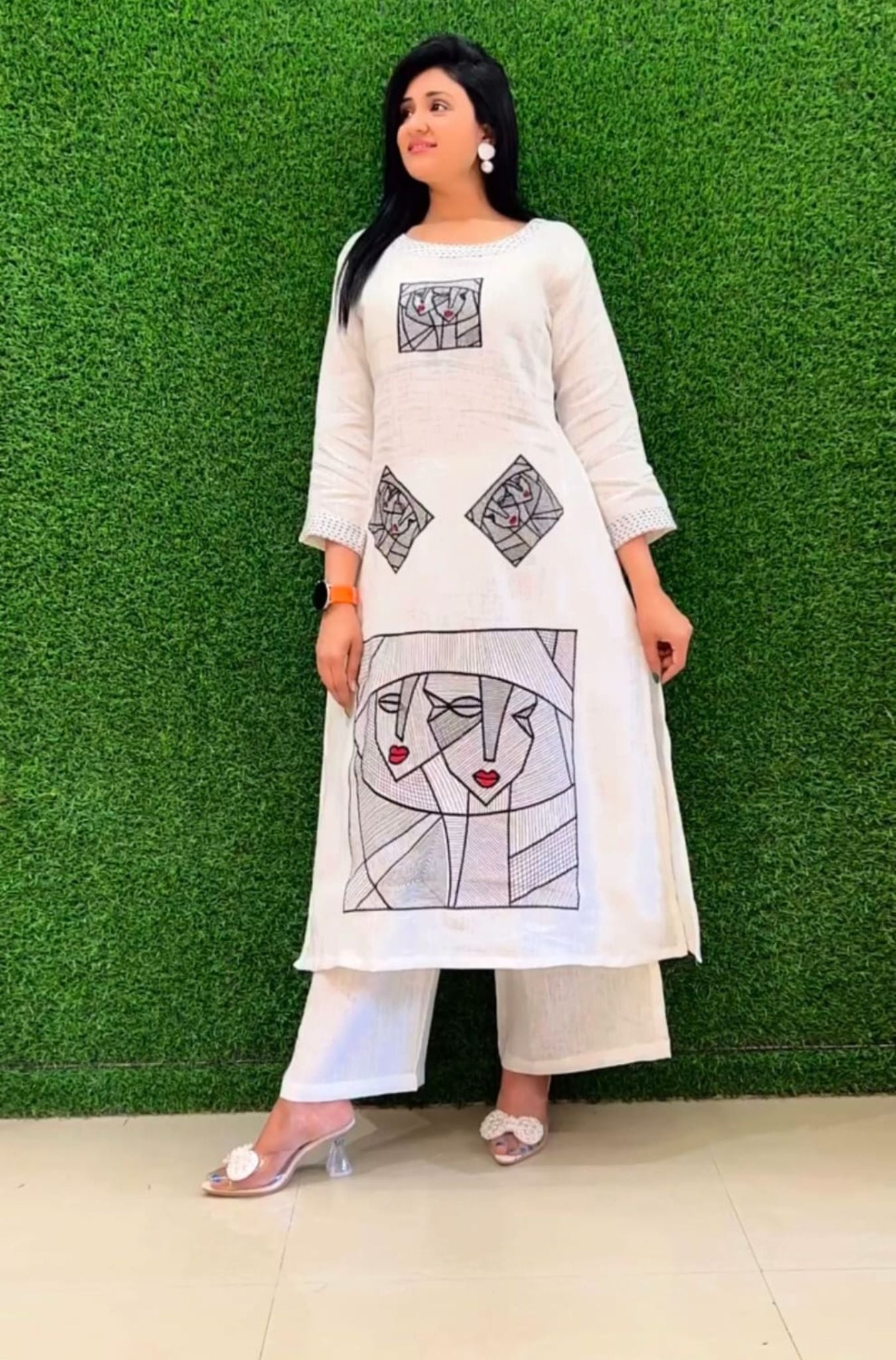 white Casual Were kurta set for Woman
