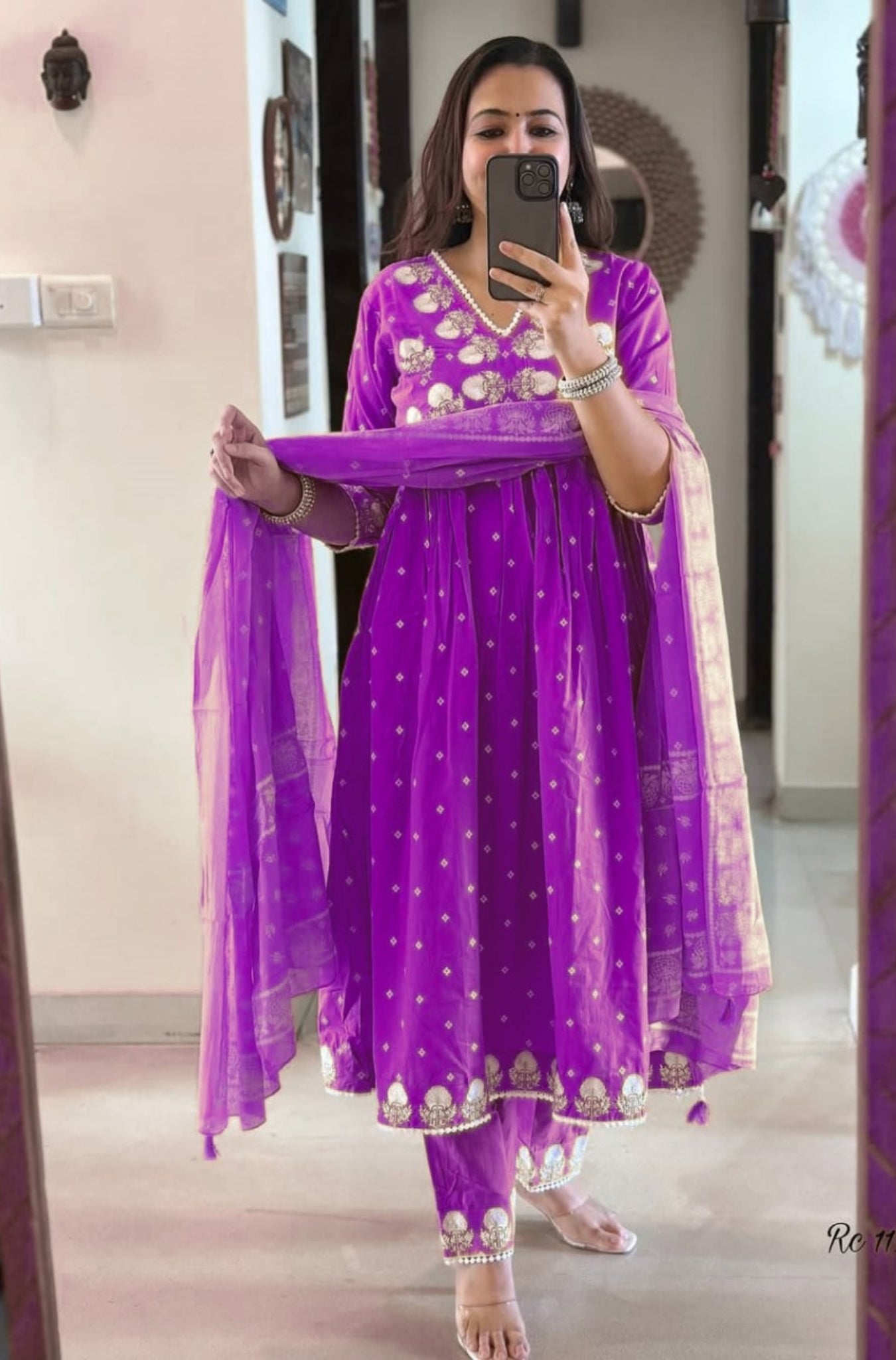 Beautiful Cotton Embroidered Anarkali Suit Set