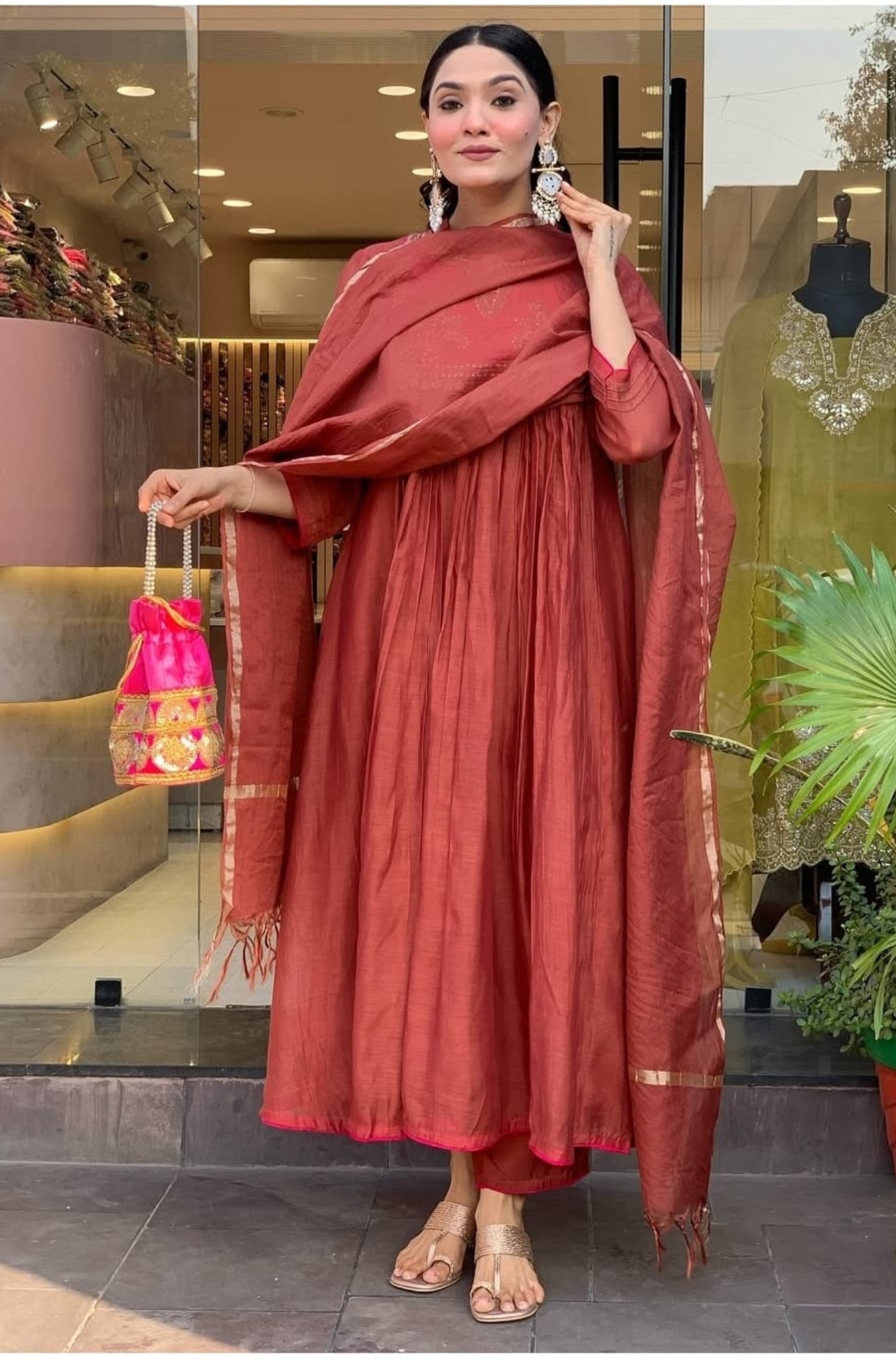 Cotton Elegance Traditional Kurti Pant With Dupatta Set