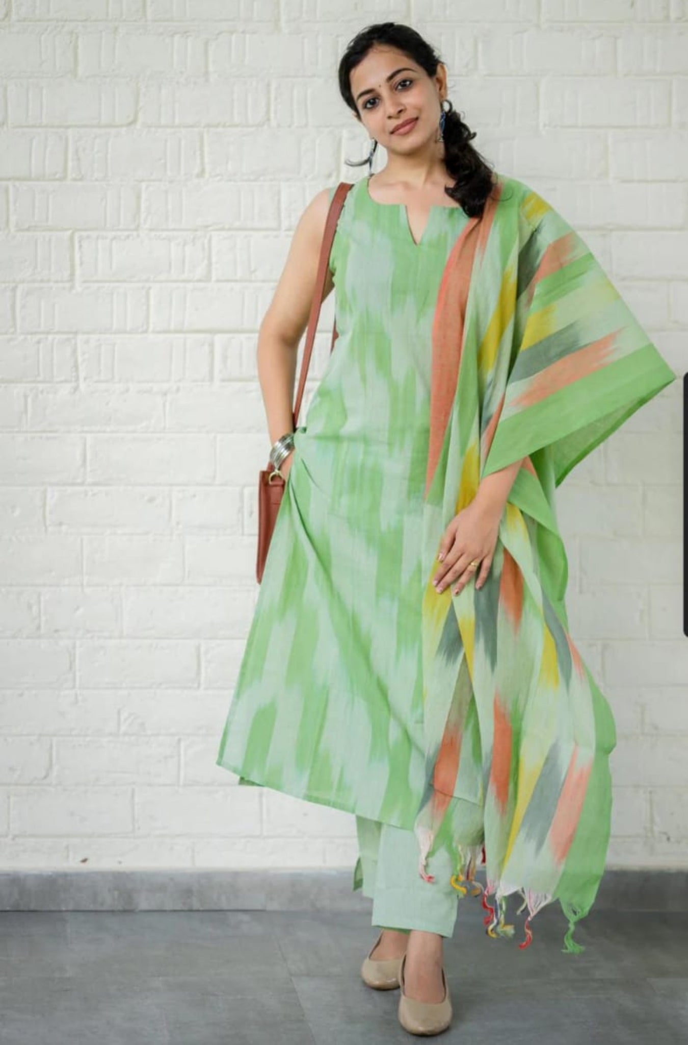 Traditional Ikat Handloom South Cotton Suit Set
