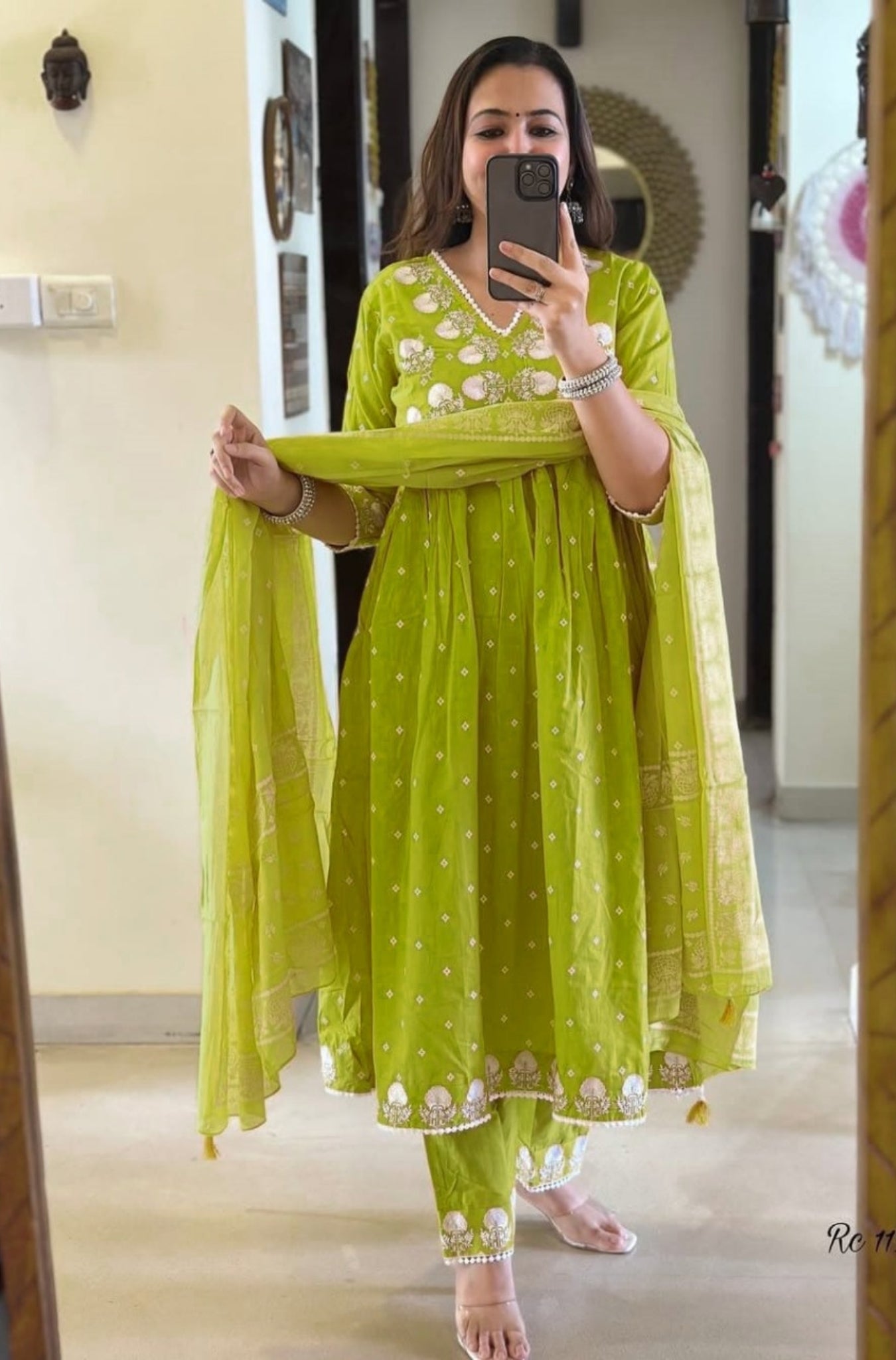 Beautiful Cotton Embroidered Anarkali Suit Set