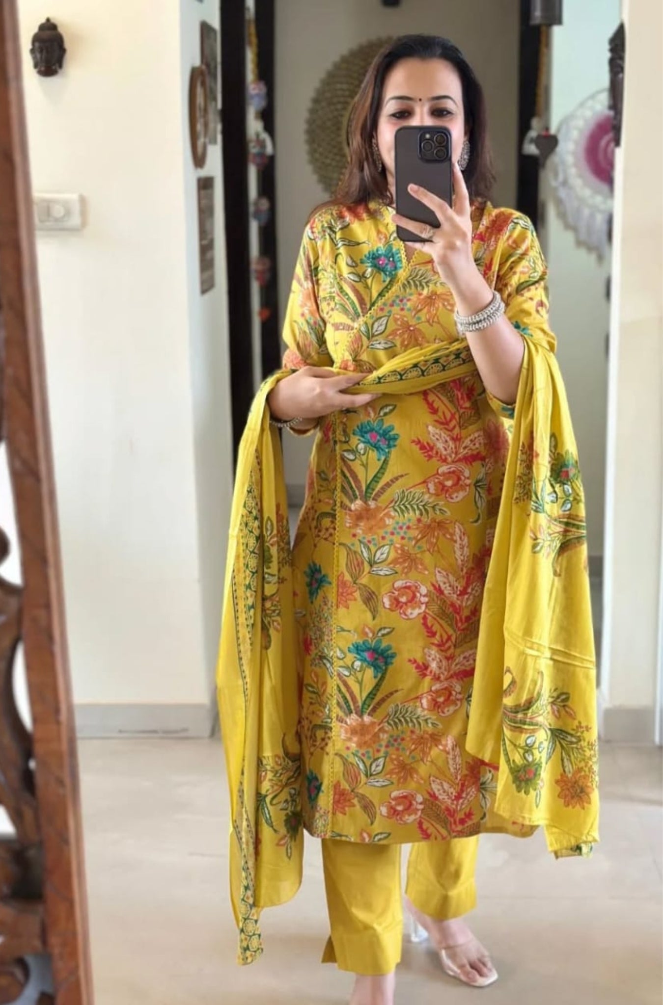 Stunning Pure Cotton Printed With Hand Work Suit Set