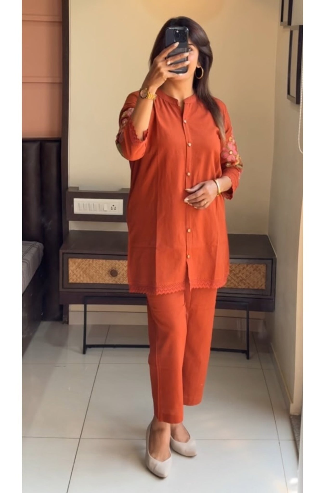 Designer Cotton Embroidered Co-Ord Set