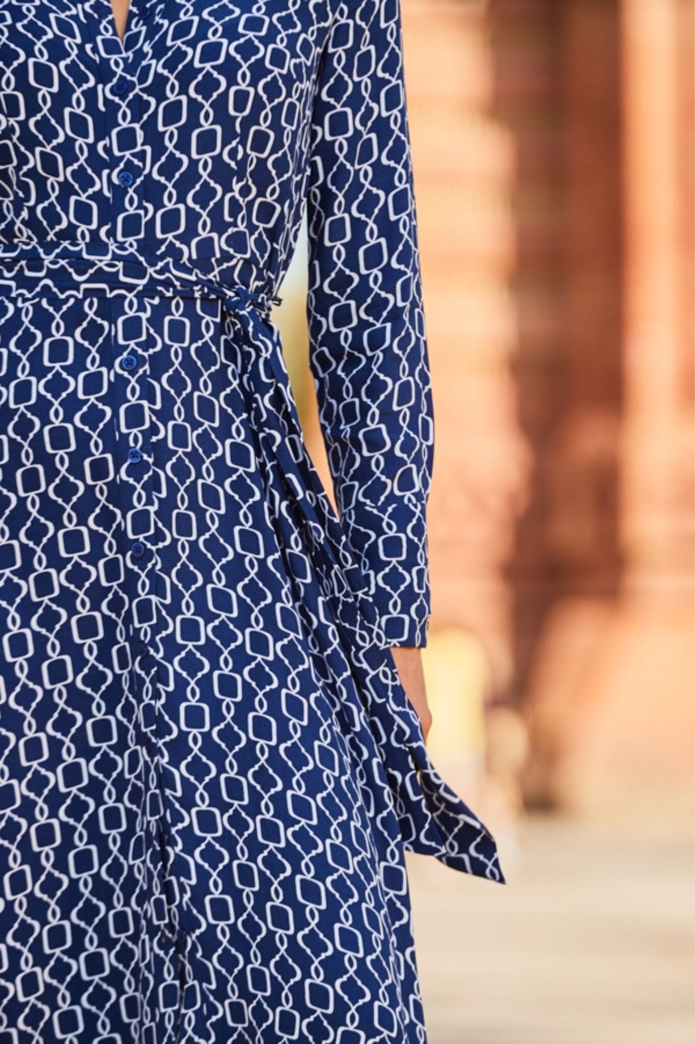 Blue And White Stylish Patterned Shirt dress