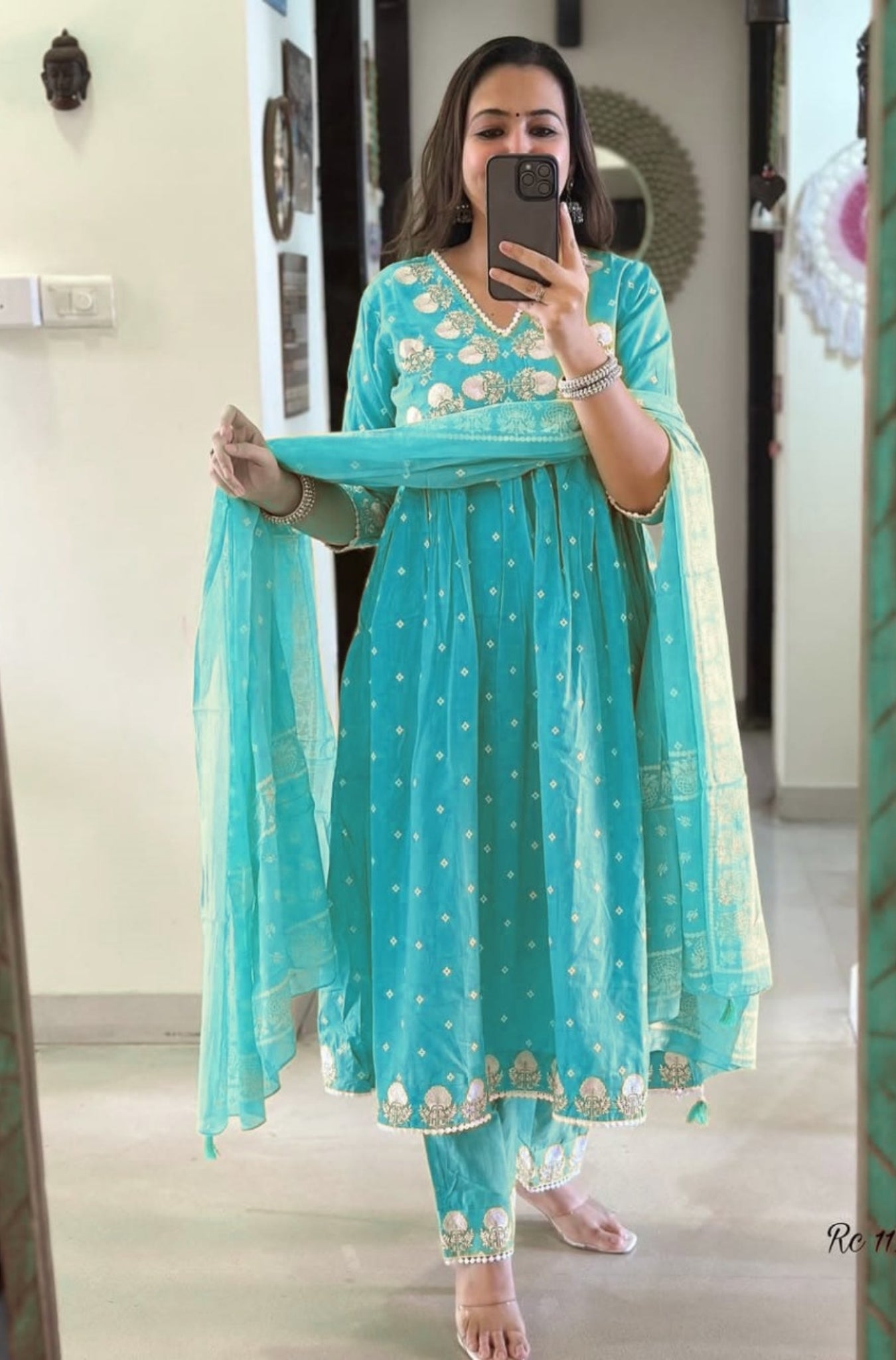 Beautiful Cotton Embroidered Anarkali Suit Set