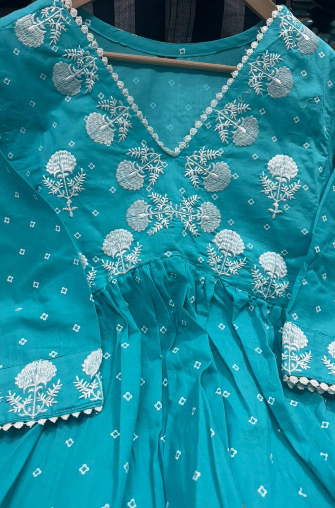 Beautiful Cotton Embroidered Anarkali Suit Set