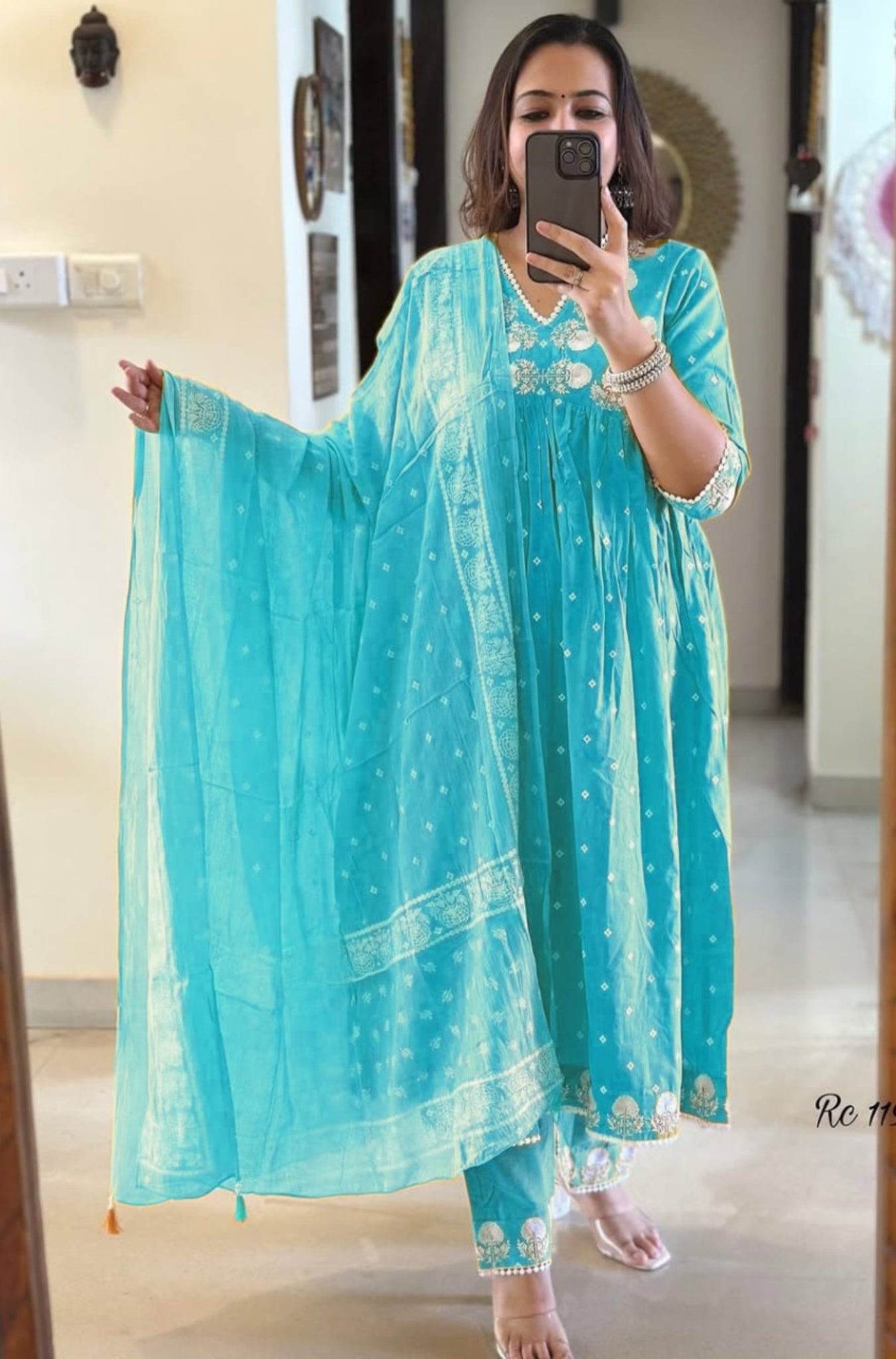 Beautiful Cotton Embroidered Anarkali Suit Set