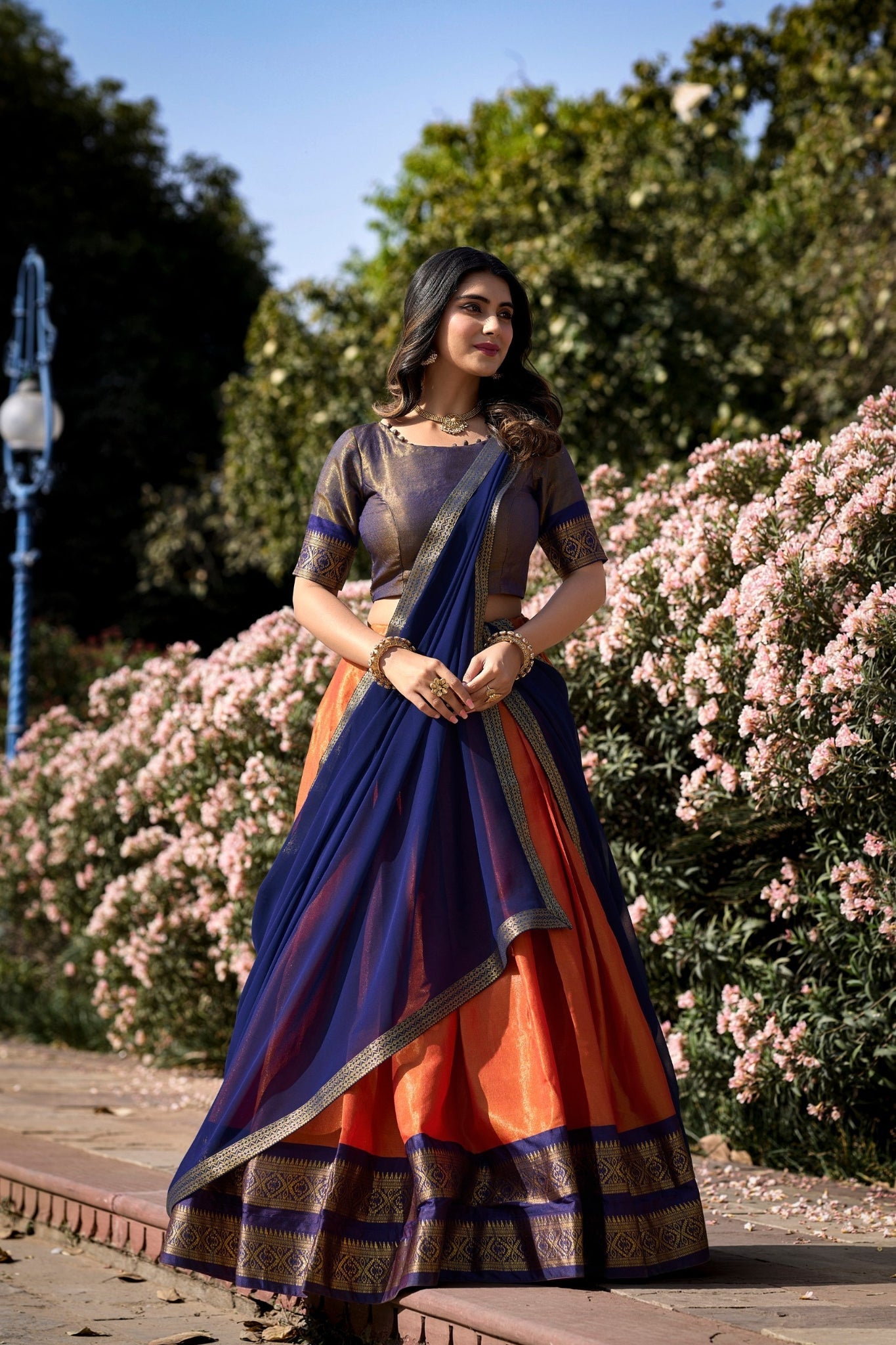 South Style Kanchipuram Silk Lehenga Choli