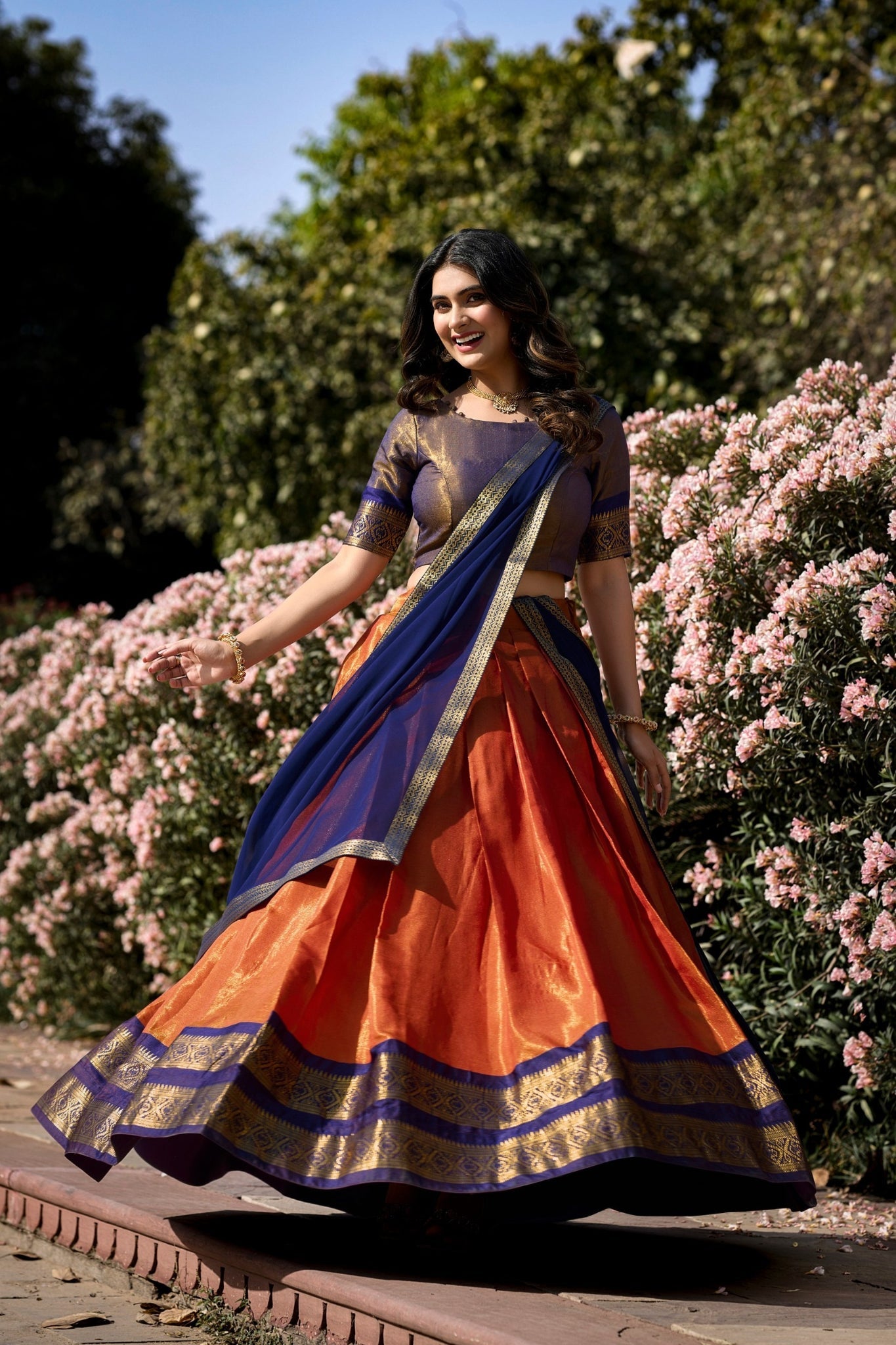 South Style Kanchipuram Silk Lehenga Choli