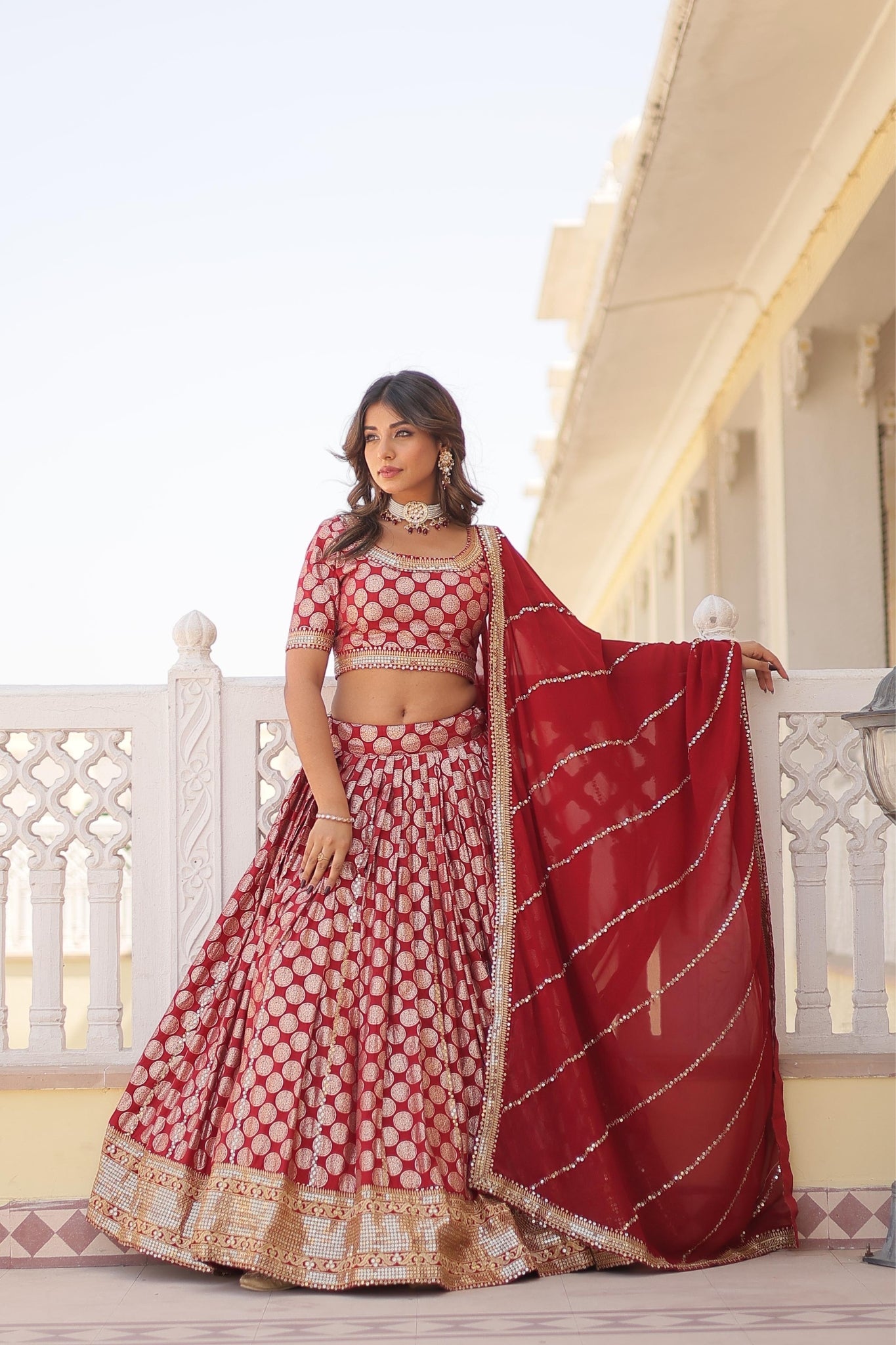 Pure Viscose Jacquard With  Embroidered Lehenga Choli For Women