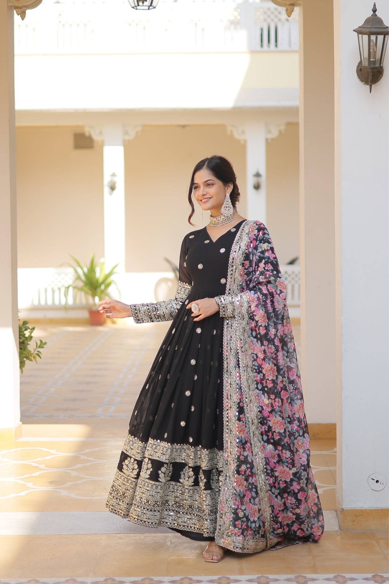 Stylish Beautiful Designer Women Gown With Dupatta Set