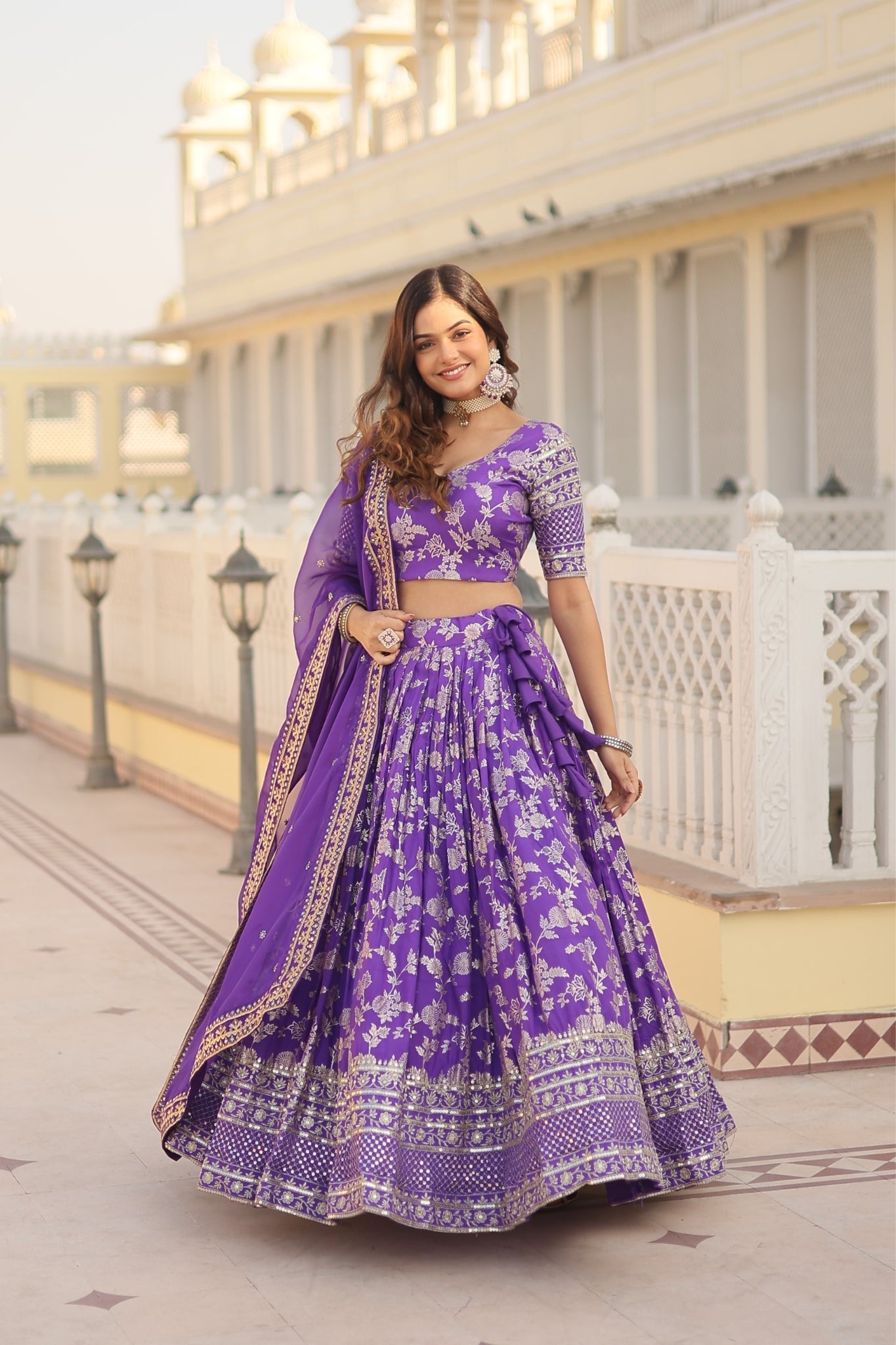 Pure Viscose Stylish Designer Jacquard Lehenga Choli