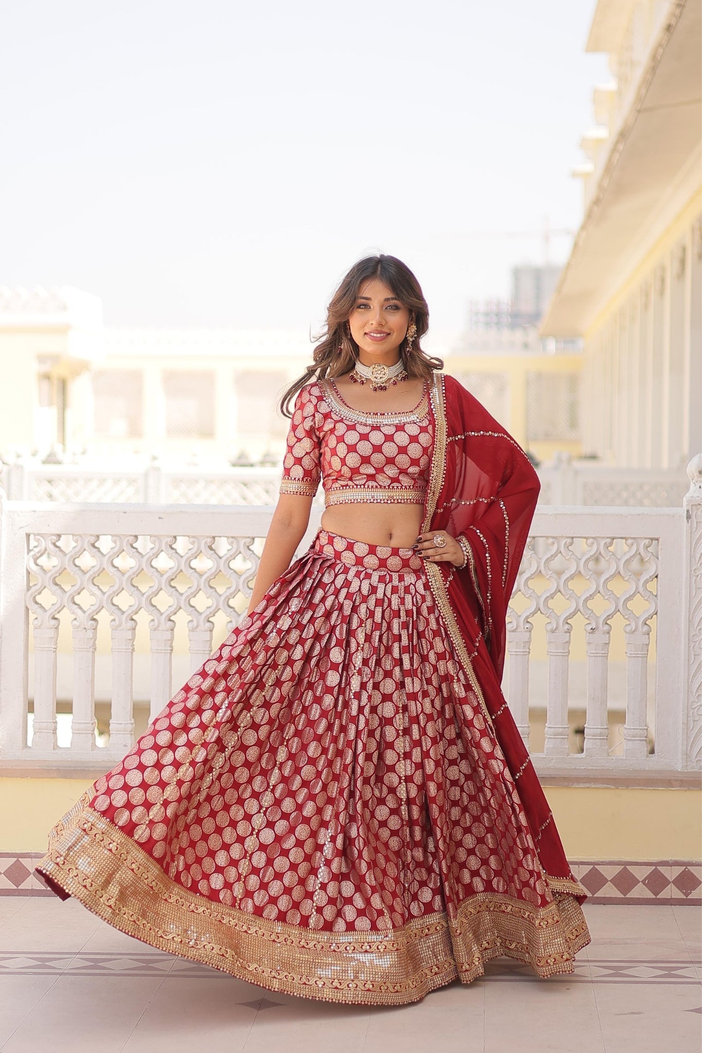 Pure Viscose Jacquard With  Embroidered Lehenga Choli For Women