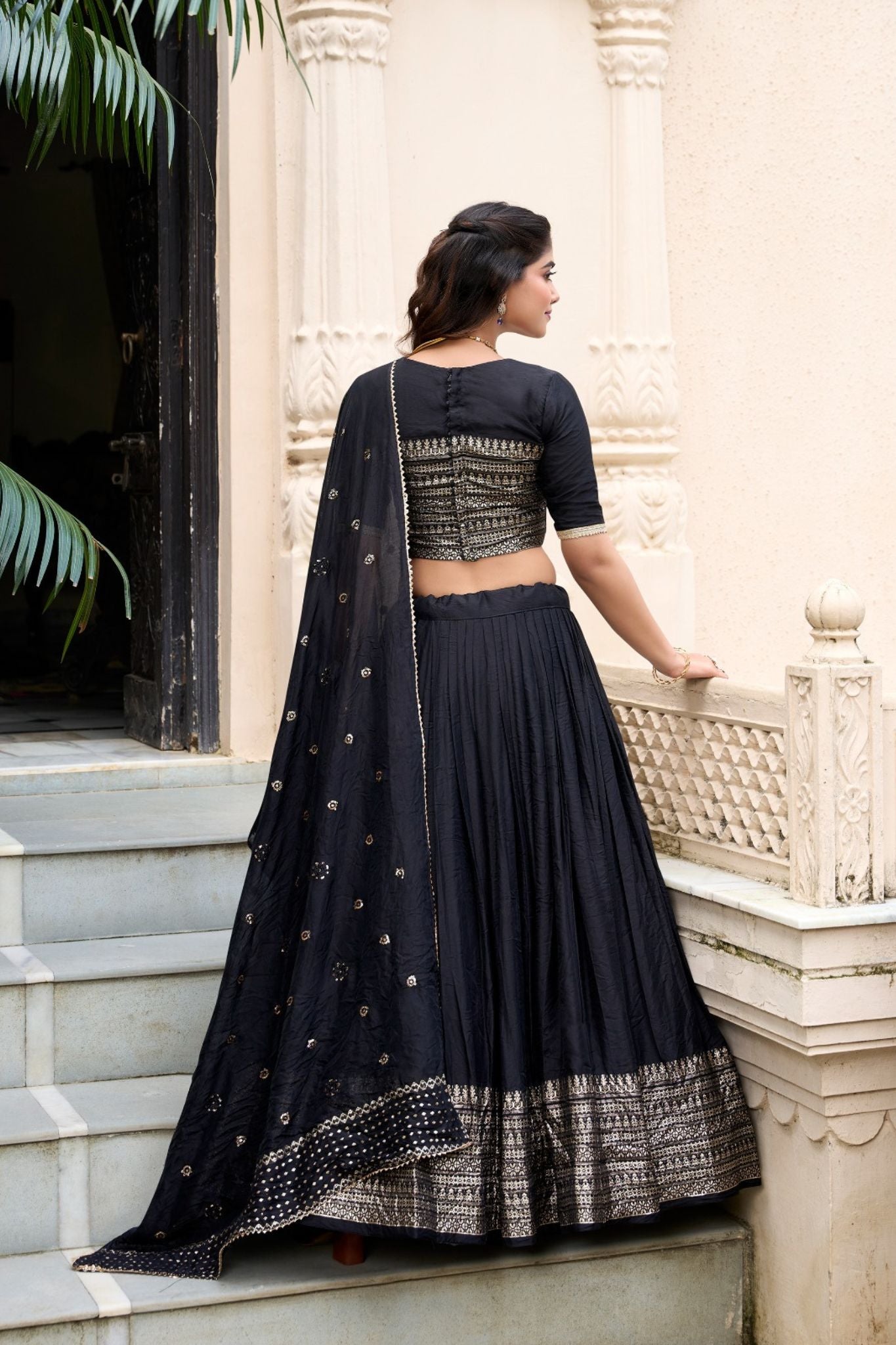 Pure Chanderi Plain With Zari Weaving Work Lehenga Choli