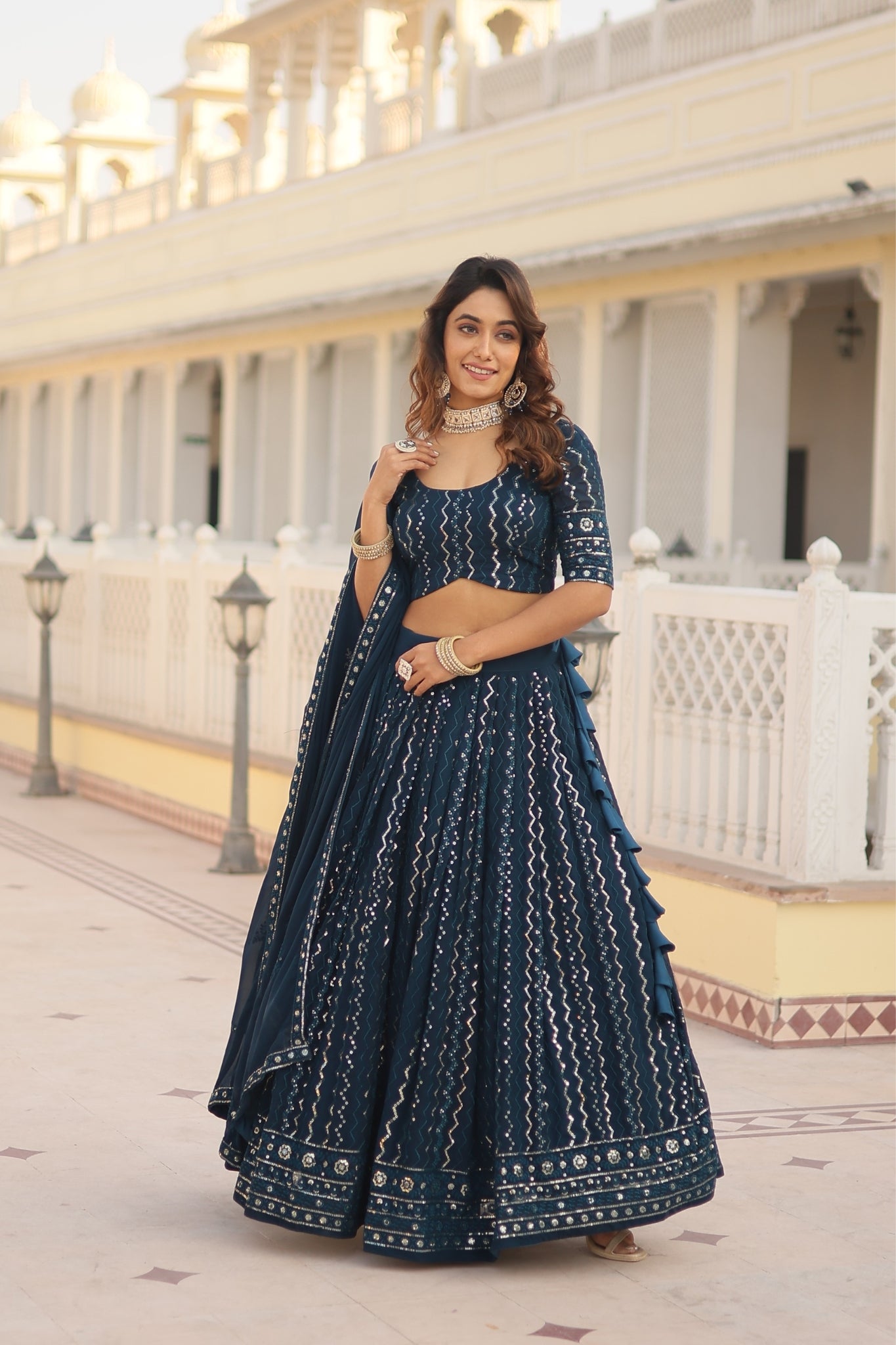 Thread Stunning Sequins Embroidered Lehenga Choli