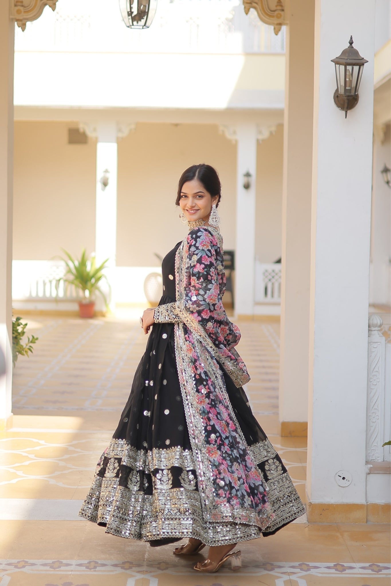 Stylish Beautiful Designer Women Gown With Dupatta Set