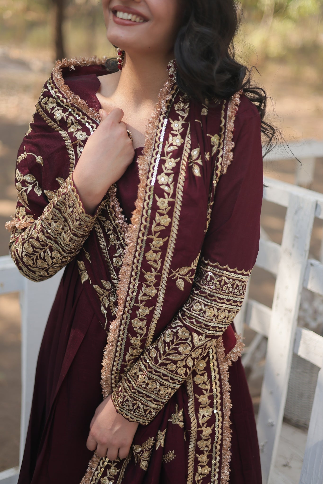 Dark Maroon Stunning Sequins Embroidered Anarkali Set