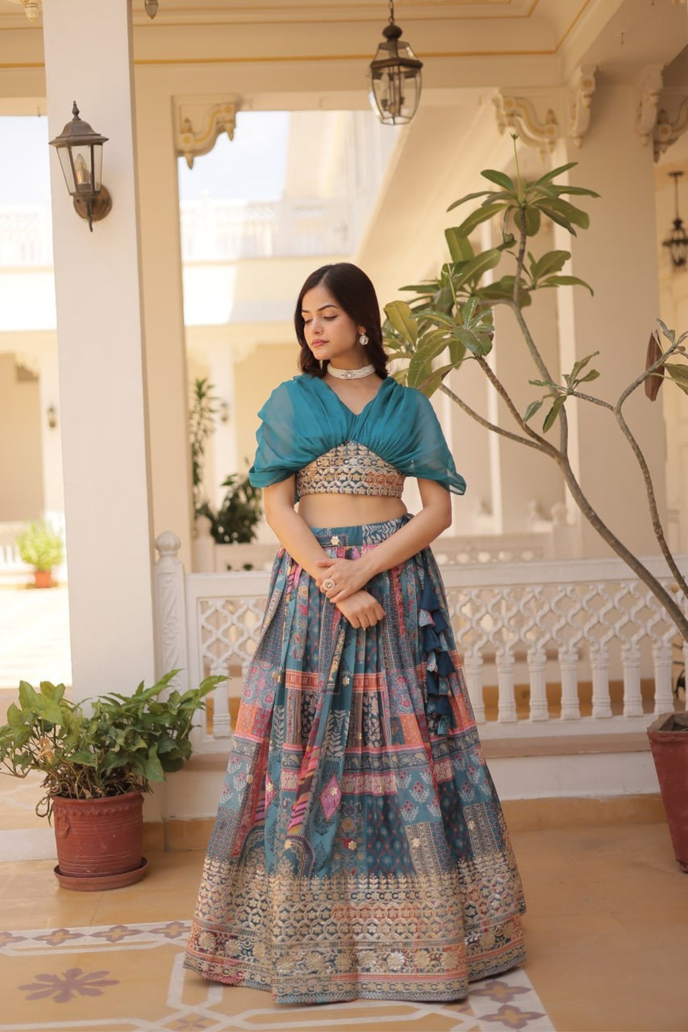 Stylish Printed With Foil Embroidery Work Lehenga Choli