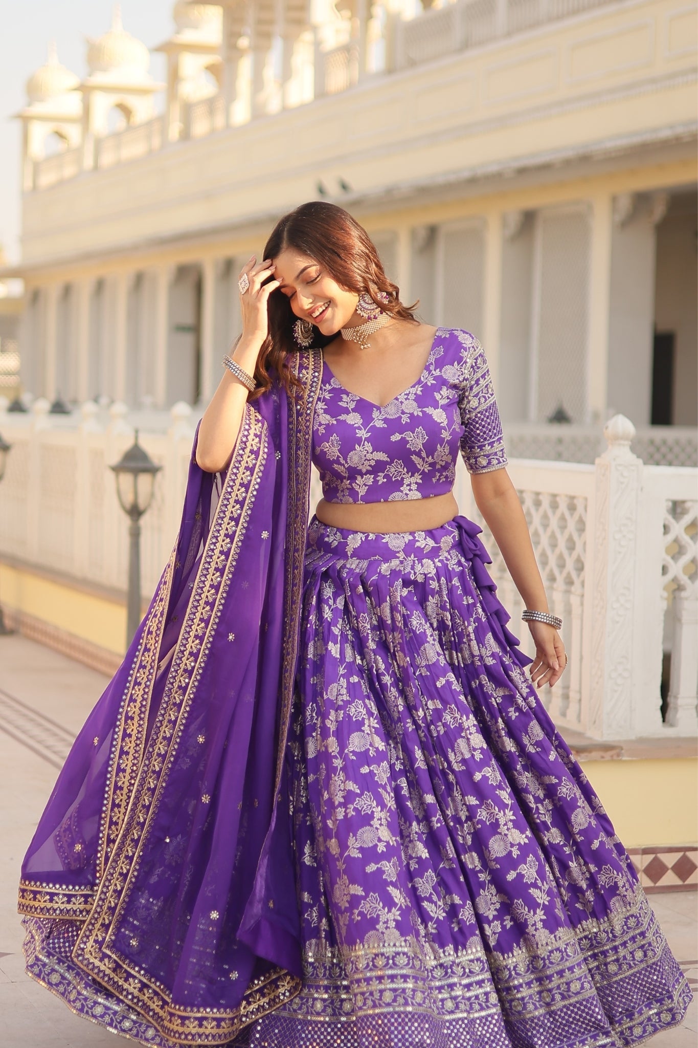 Pure Viscose Stylish Designer Jacquard Lehenga Choli