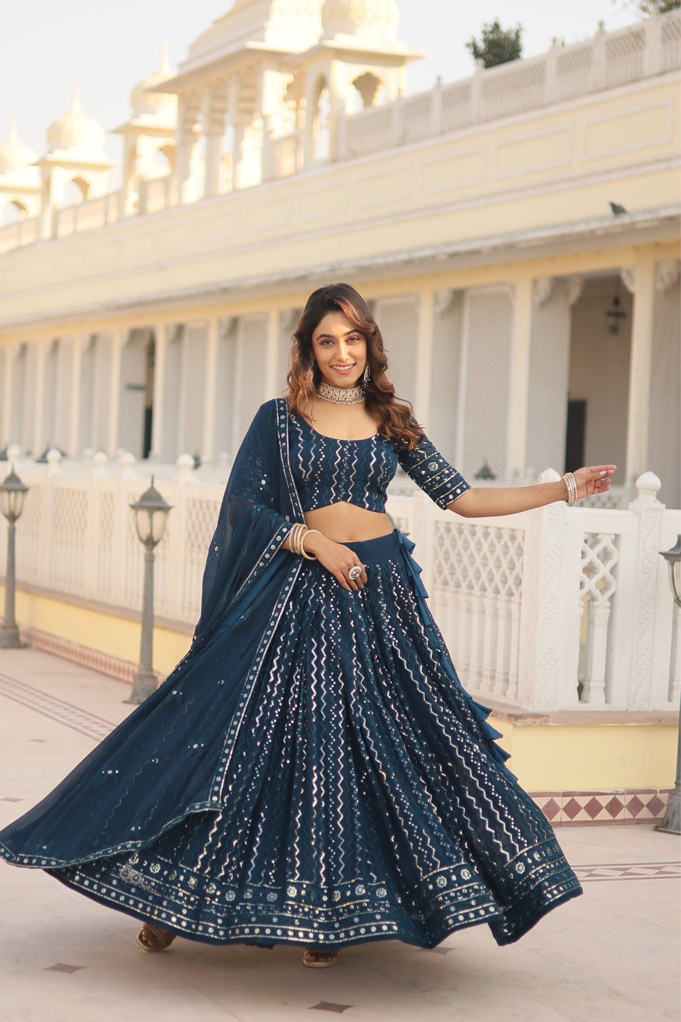 Thread Stunning Sequins Embroidered Lehenga Choli