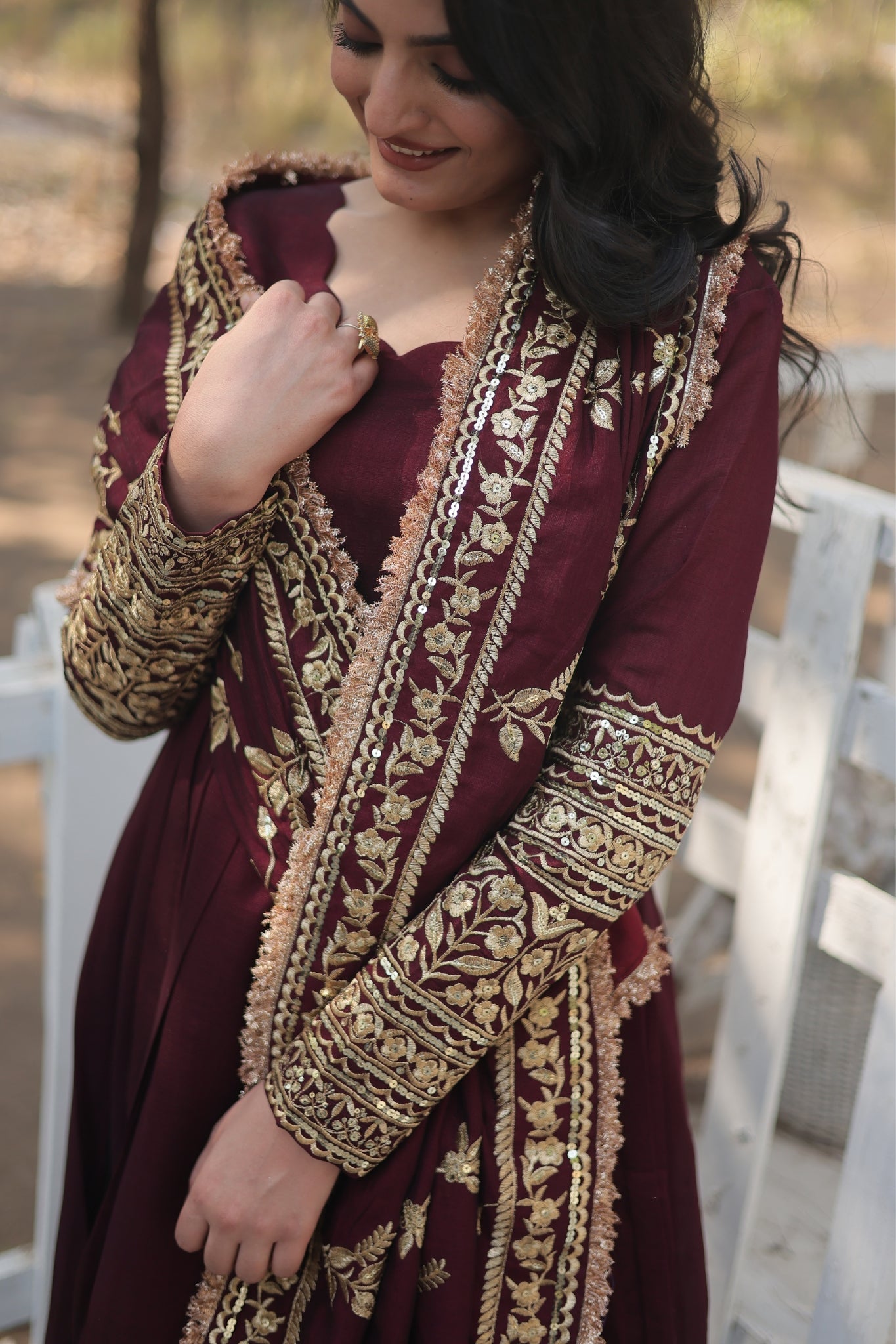 Dark Maroon Stunning Sequins Embroidered Anarkali Set