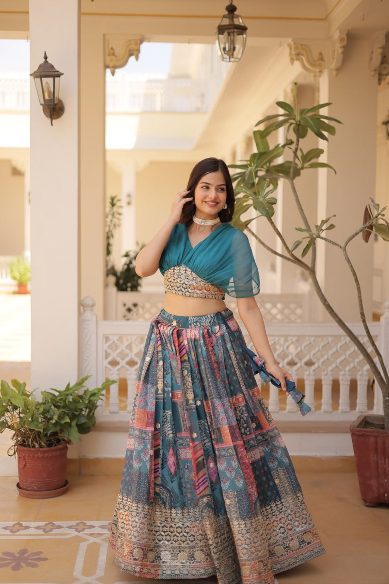 Stylish Printed With Foil Embroidery Work Lehenga Choli