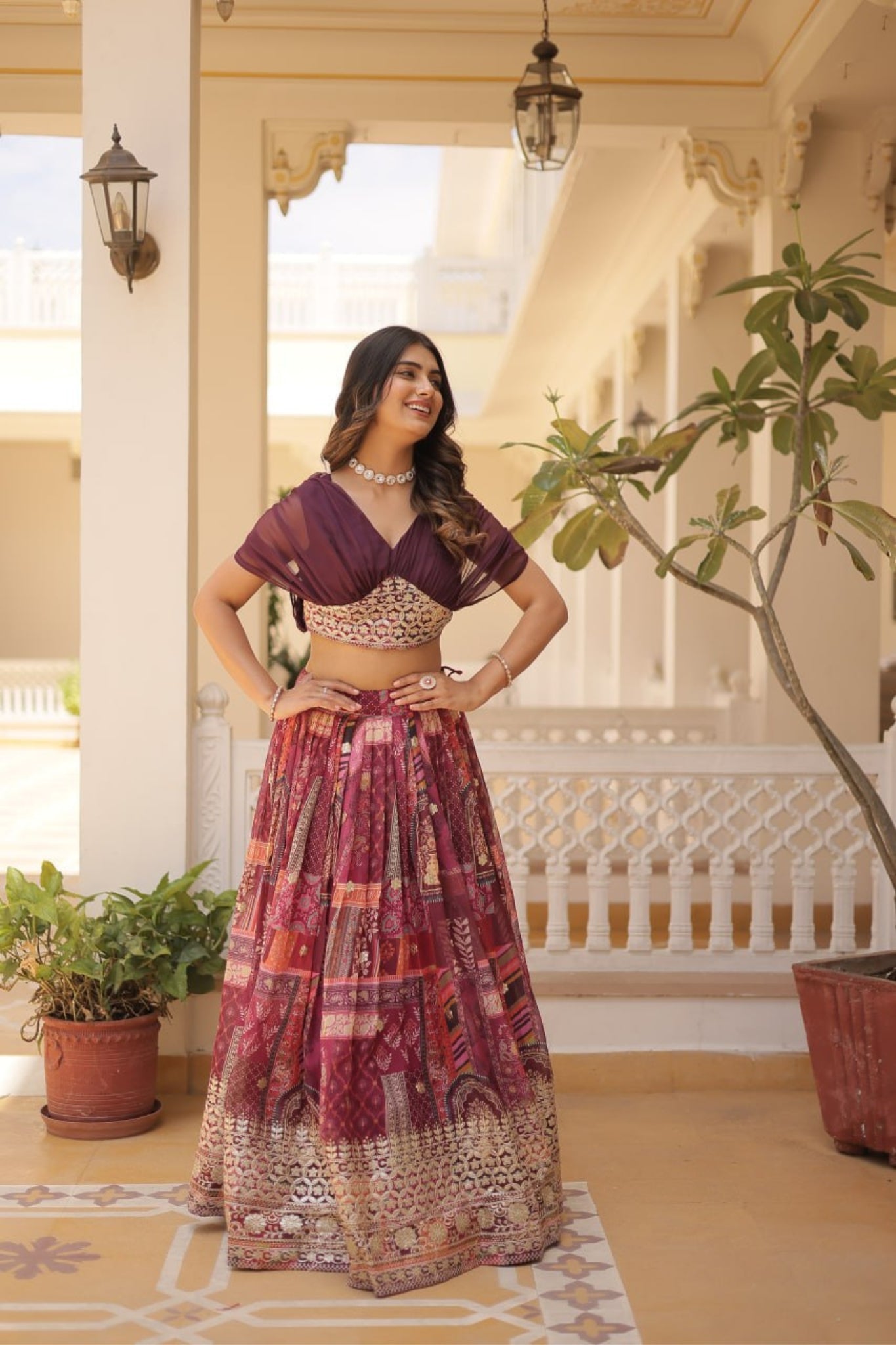 Stylish Printed With Foil Embroidery Work Lehenga Choli