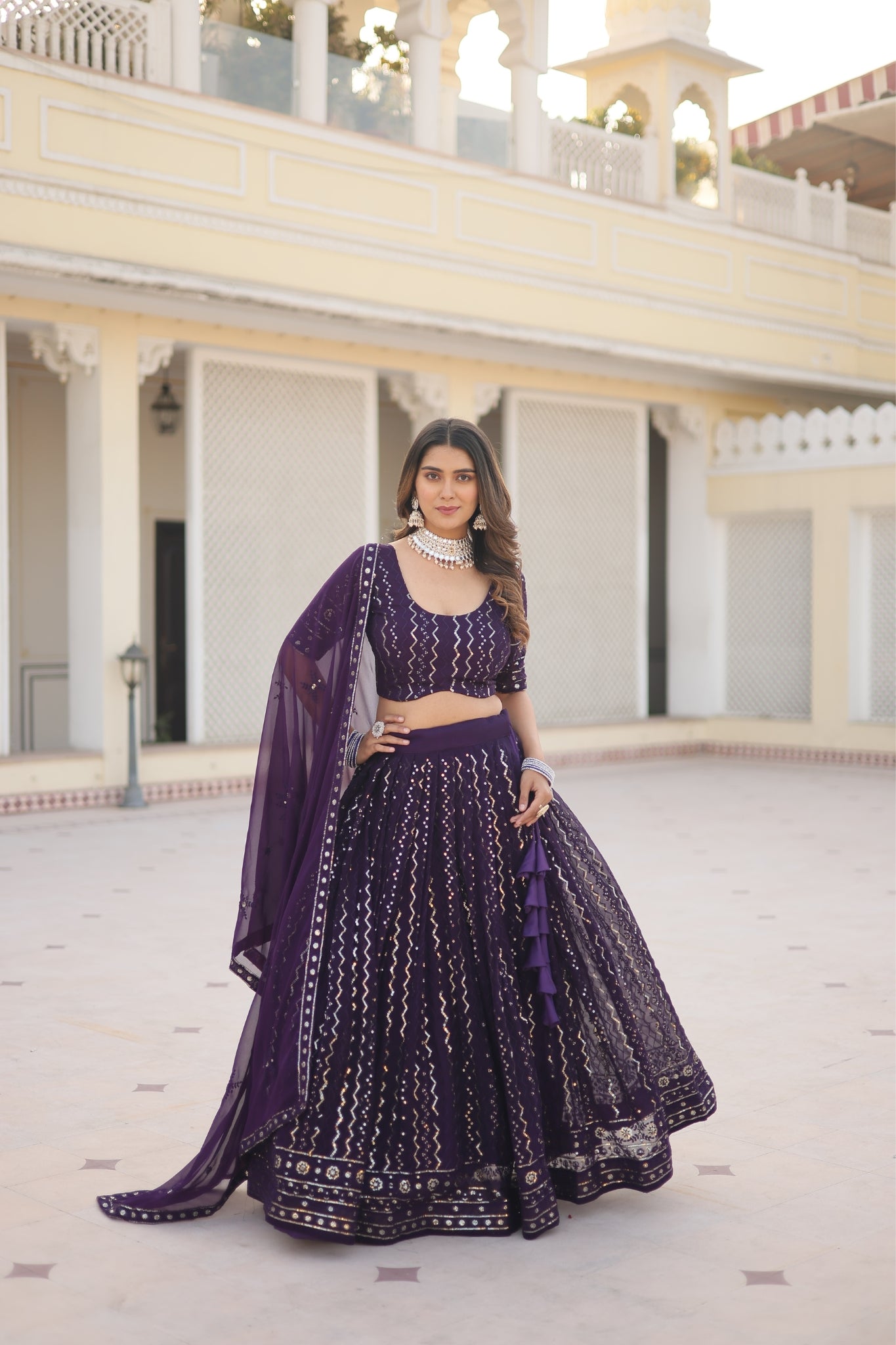 Thread Stunning Sequins Embroidered Lehenga Choli