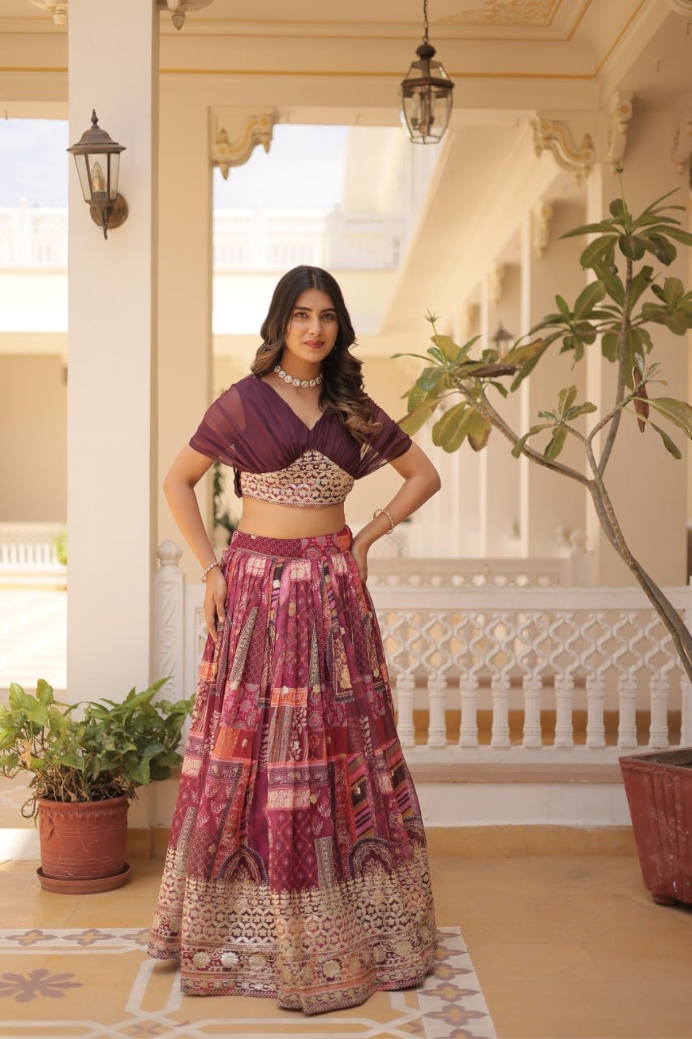 Stylish Printed With Foil Embroidery Work Lehenga Choli