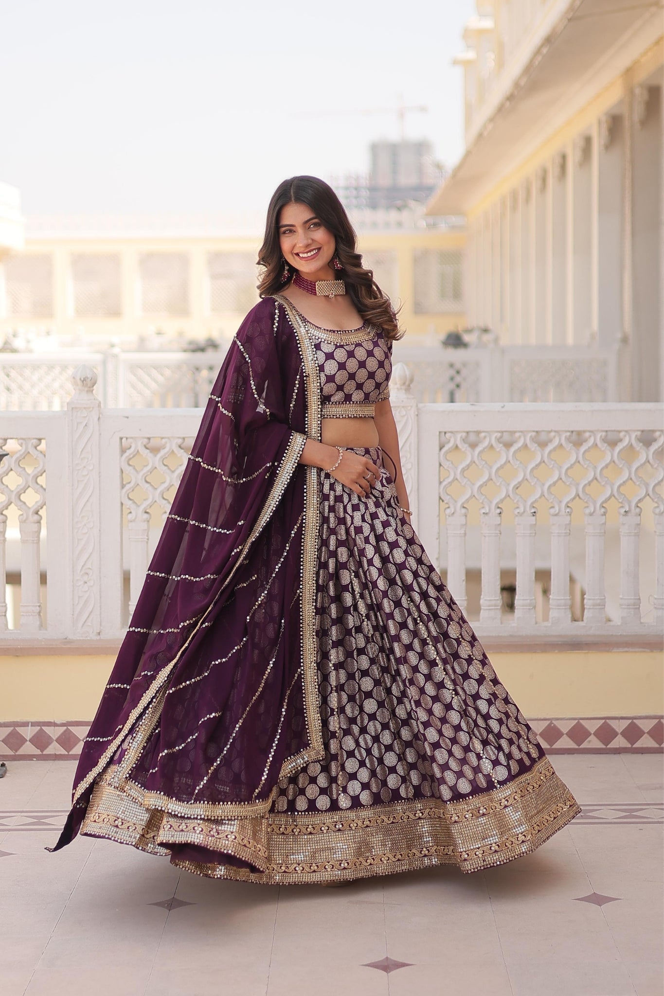 Pure Viscose Jacquard With  Embroidered Lehenga Choli For Women