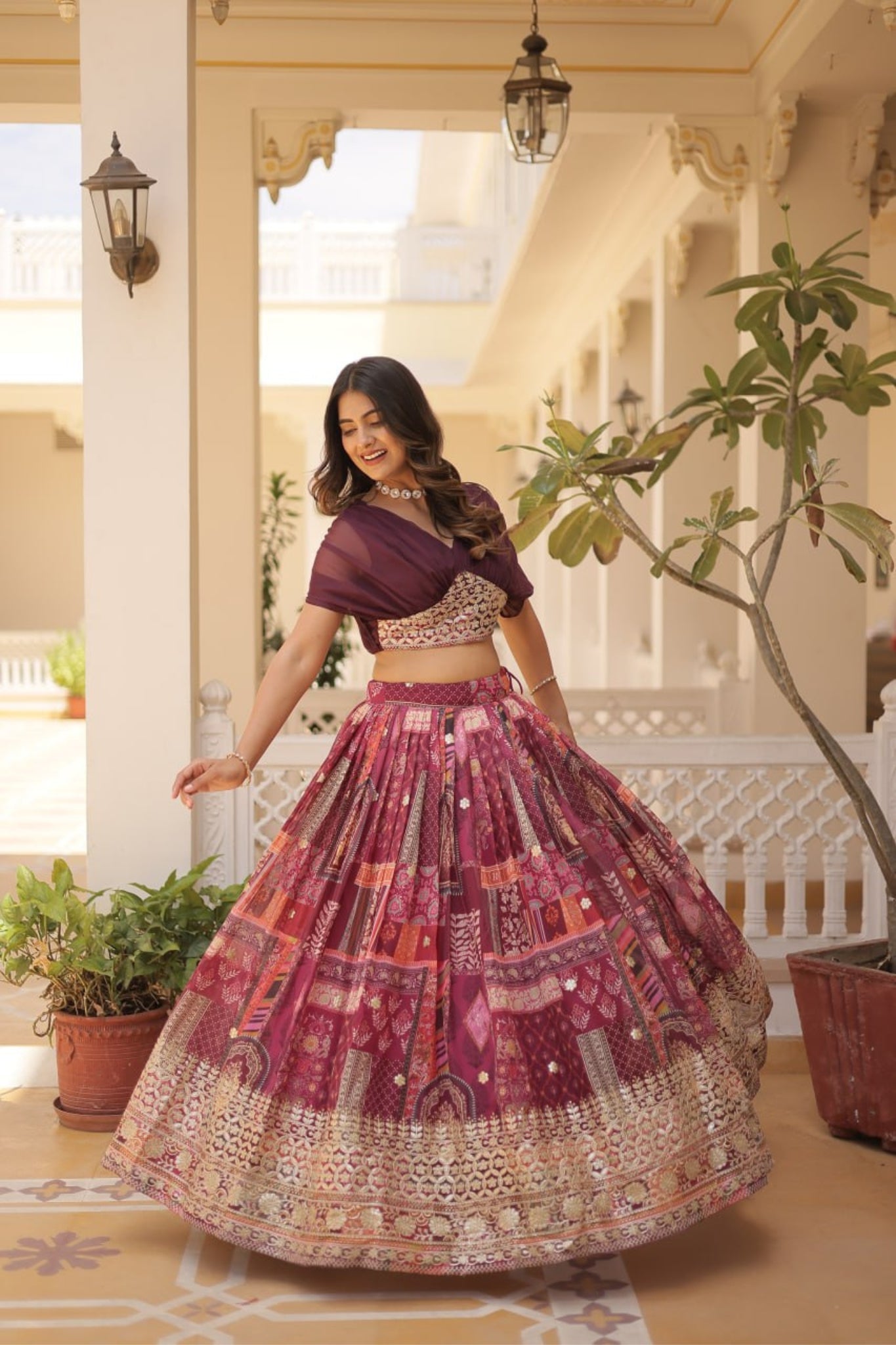 Stylish Printed With Foil Embroidery Work Lehenga Choli