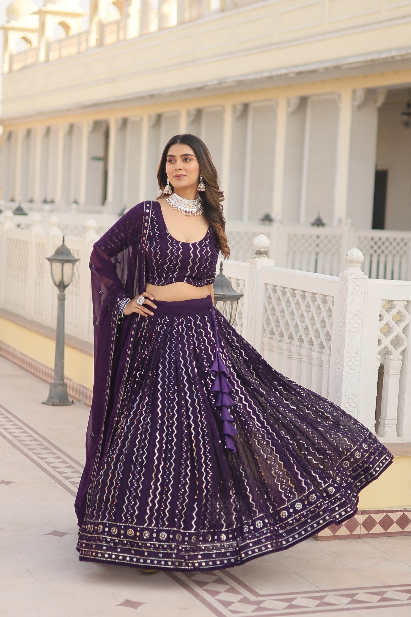 Thread Stunning Sequins Embroidered Lehenga Choli