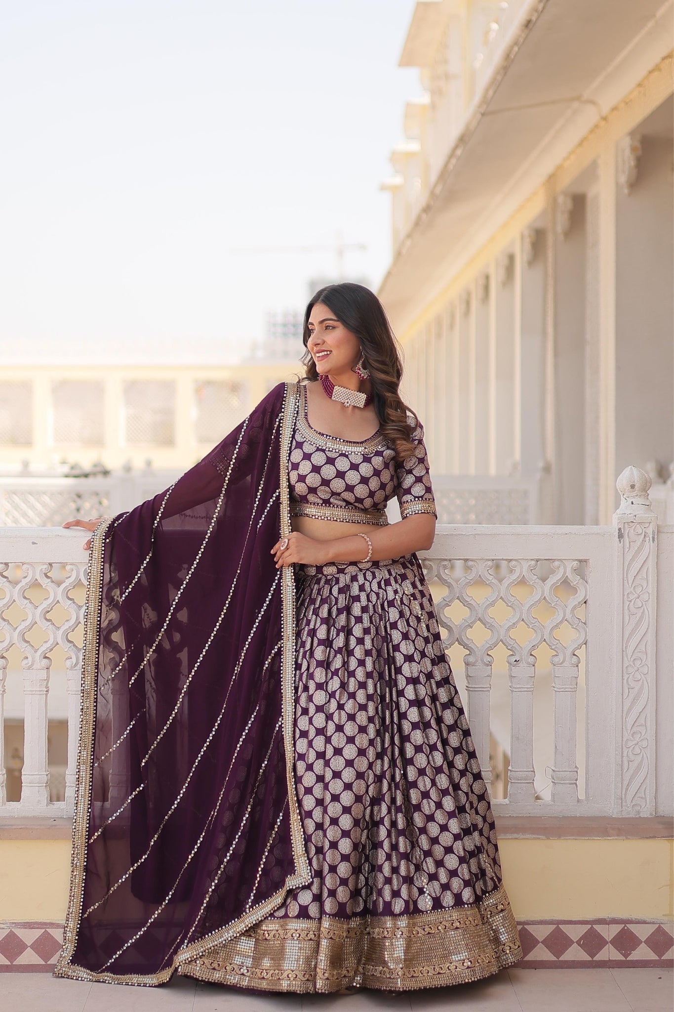 Pure Viscose Jacquard With  Embroidered Lehenga Choli For Women